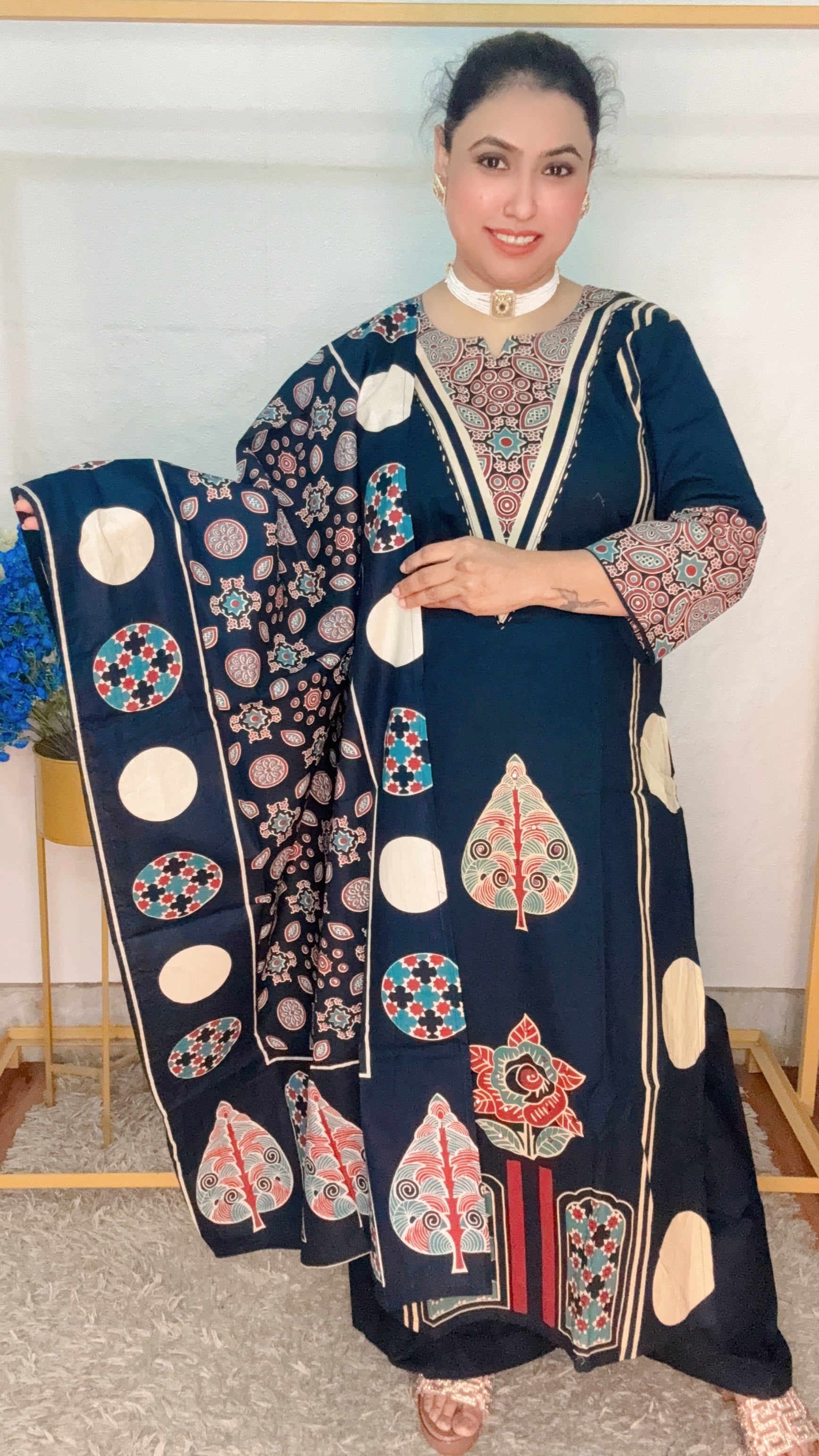 Heavy dabbu cotton digital print suit set