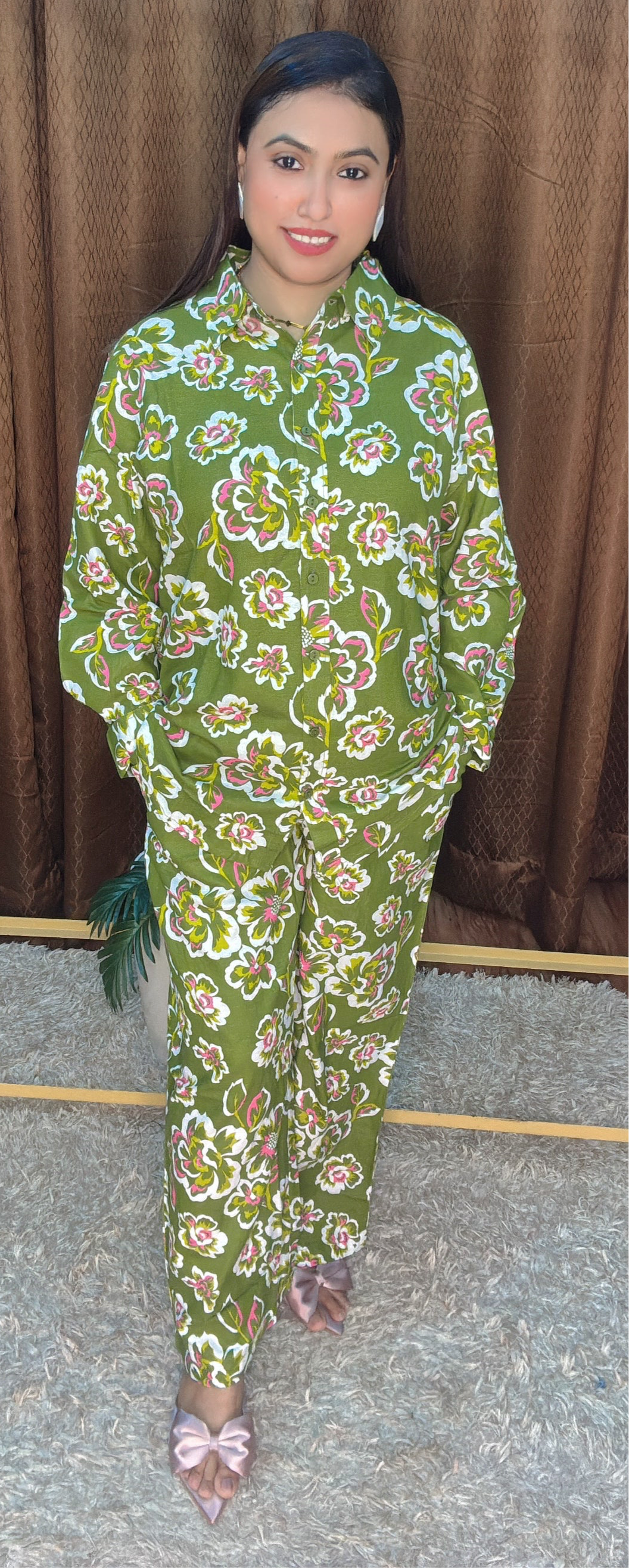 Digital floral print cord sets