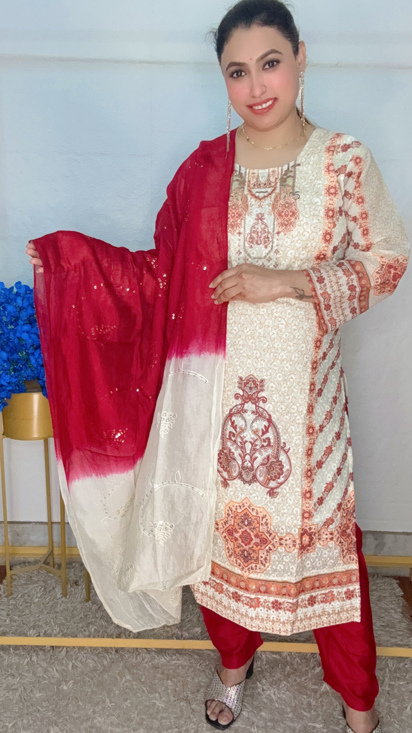 Cream colour beautiful 3pcs Suit