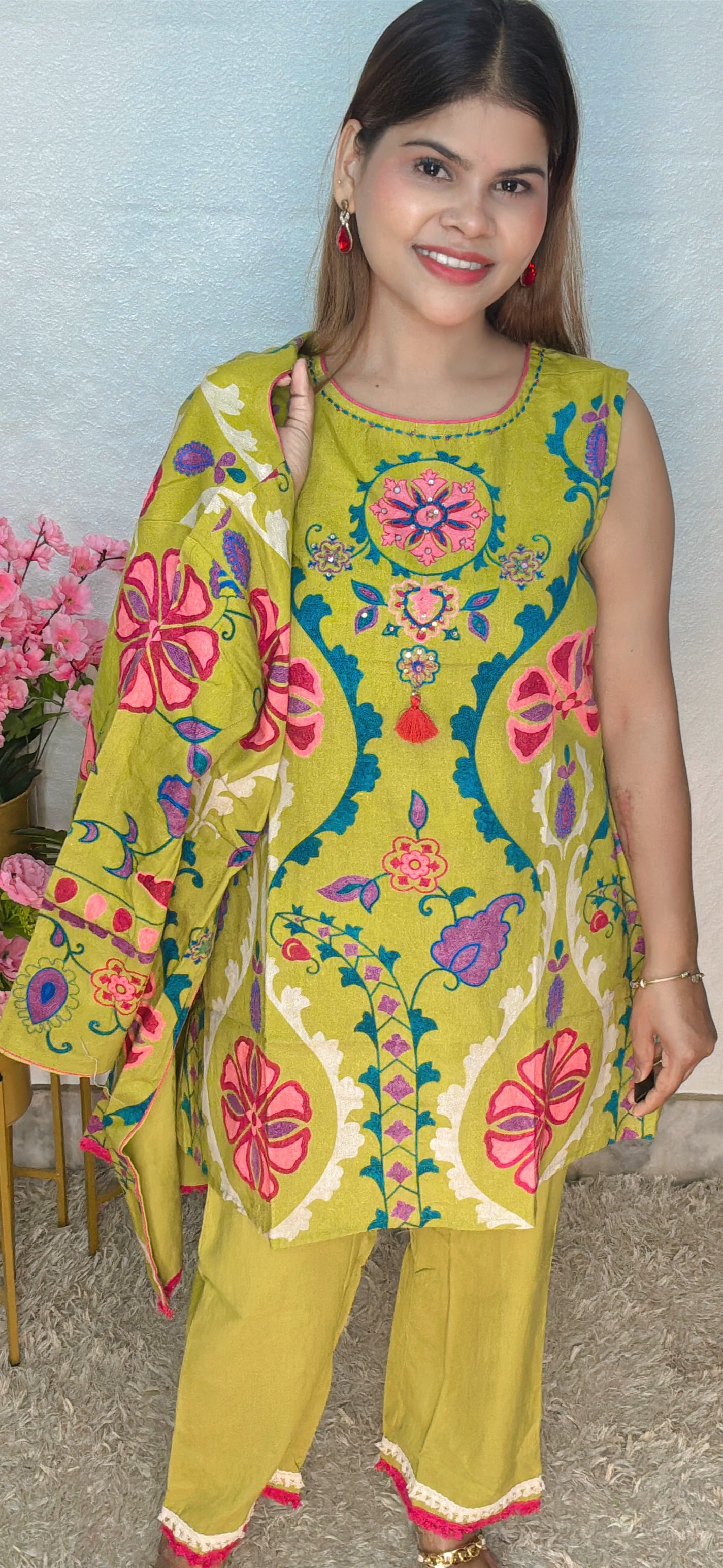 Digital Floral Print cord set with shrug 3 pcs set