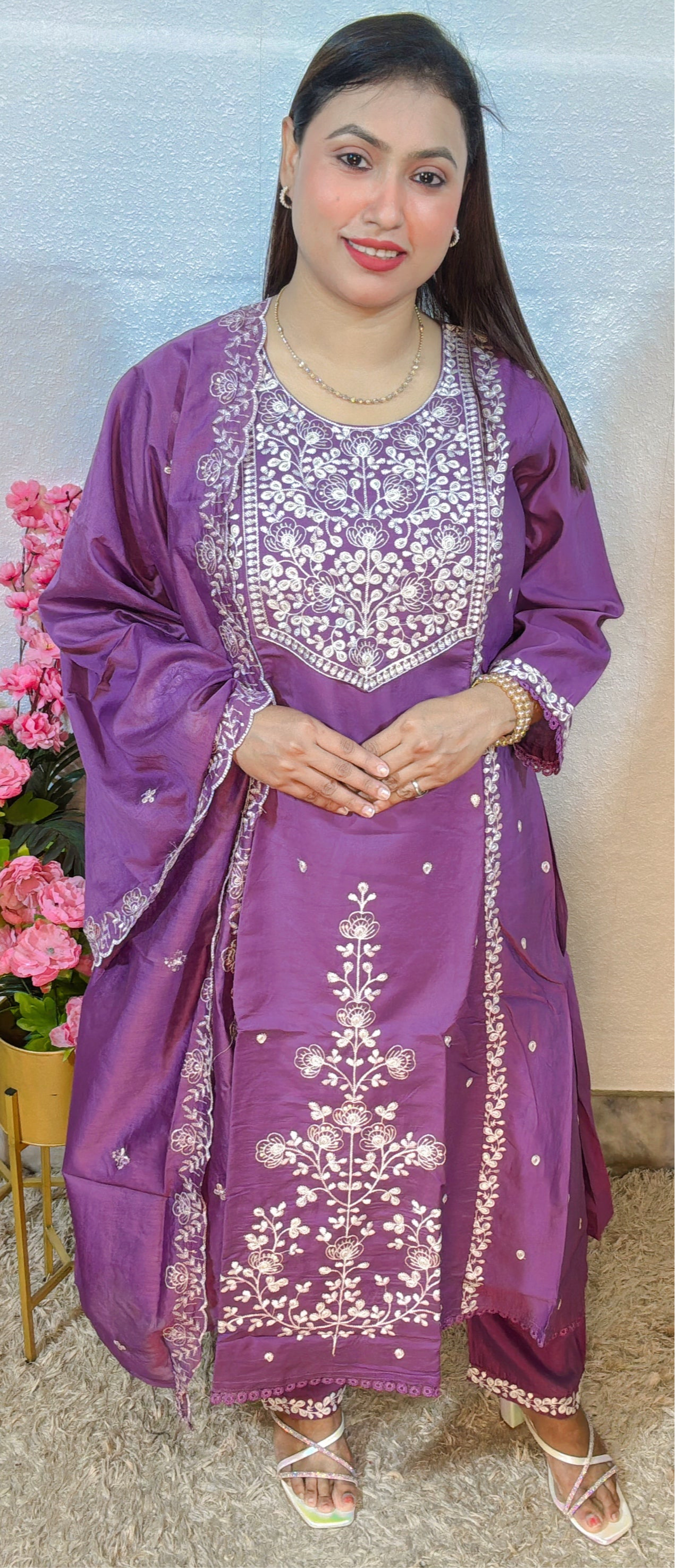 Embroidered Anarkali Suit Set