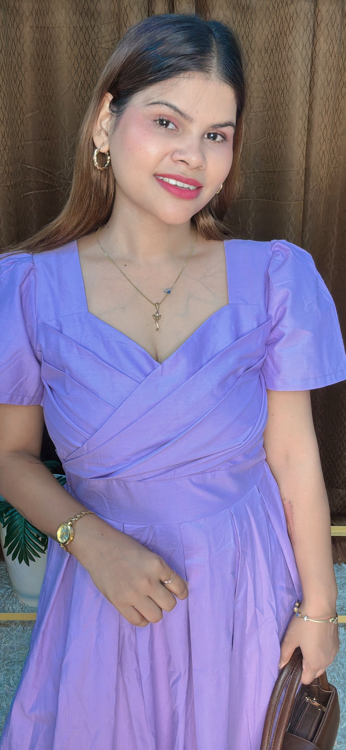 Pleated Pure Cotton Long Candy Dress
