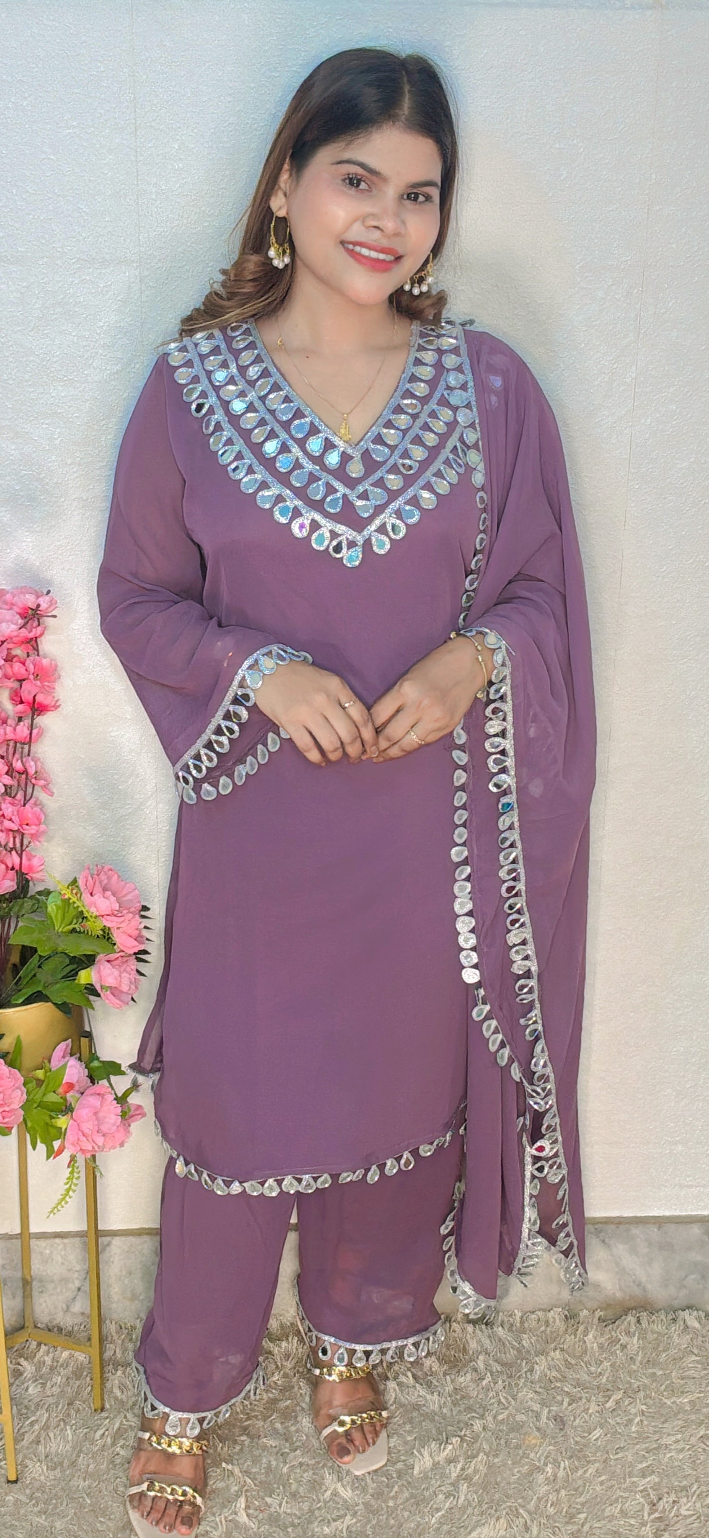 Mirror Work Georgette Suit Set