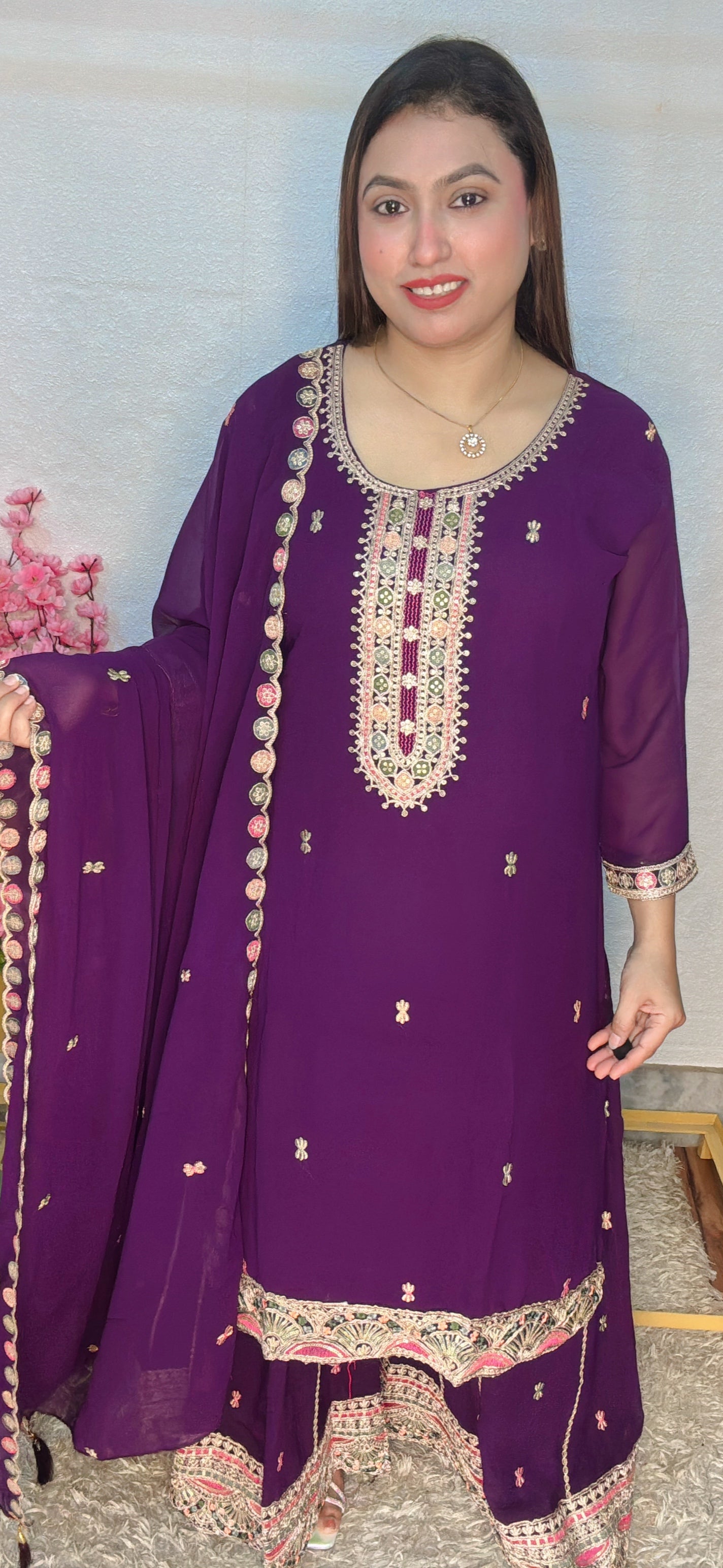 Heavy Sharara With Zari Embroidered Georgette Suit Set