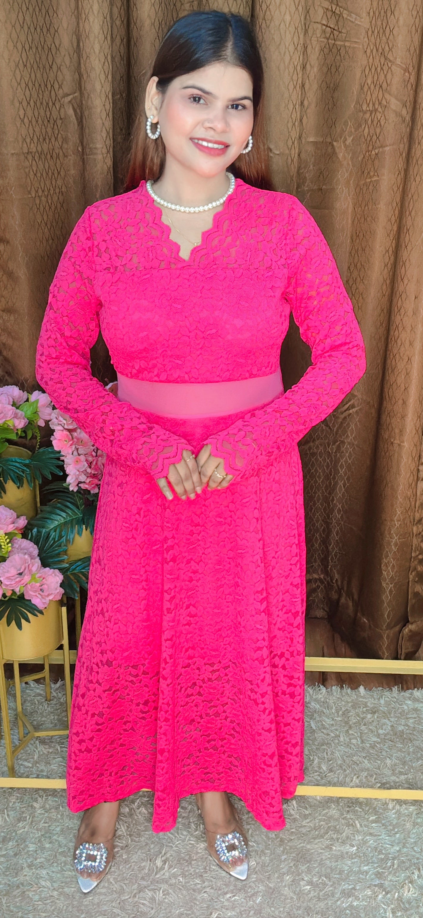 Lace Bloom full length Dress