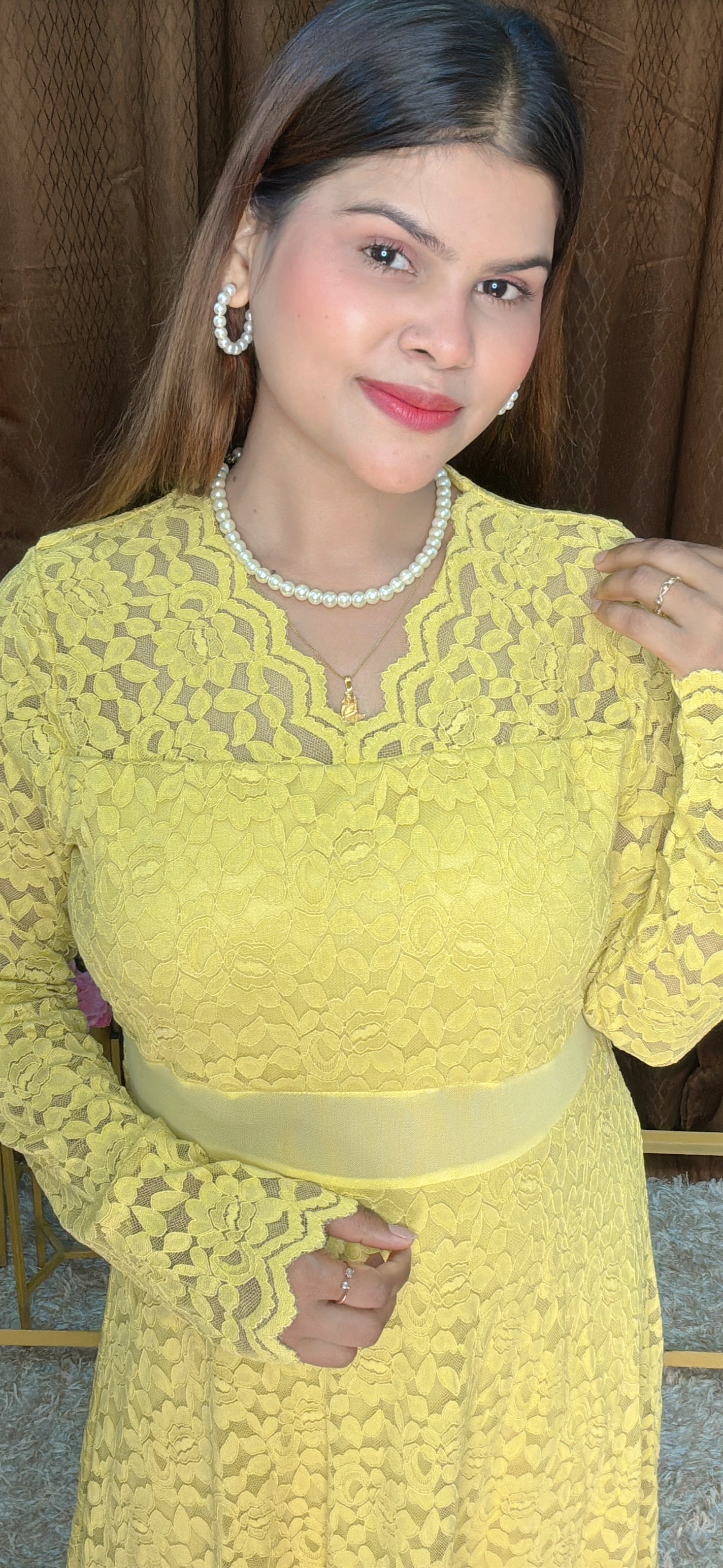 Lace Bloom full length Dress