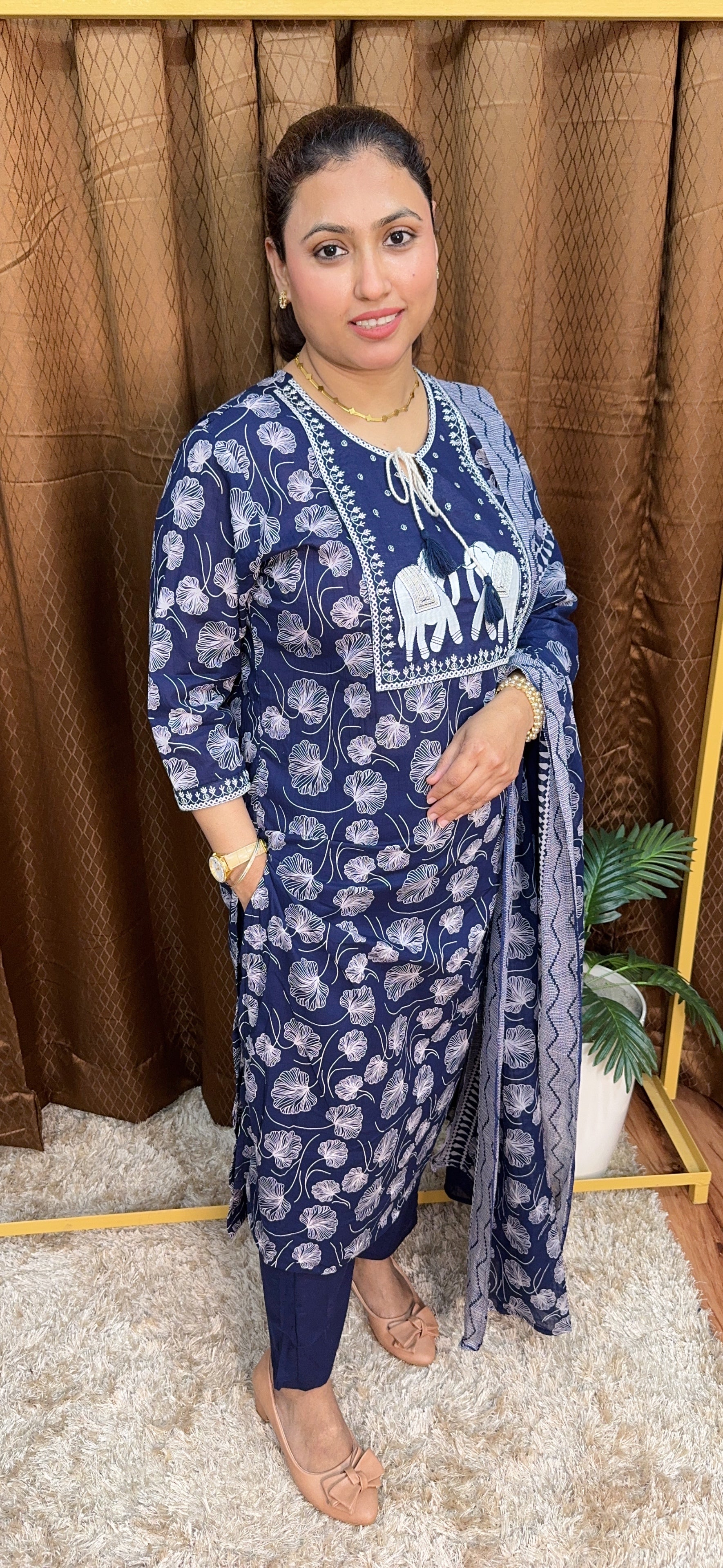 Haathi Pach Work Pure Cotton Digital Printed Suit Set With Dupatta