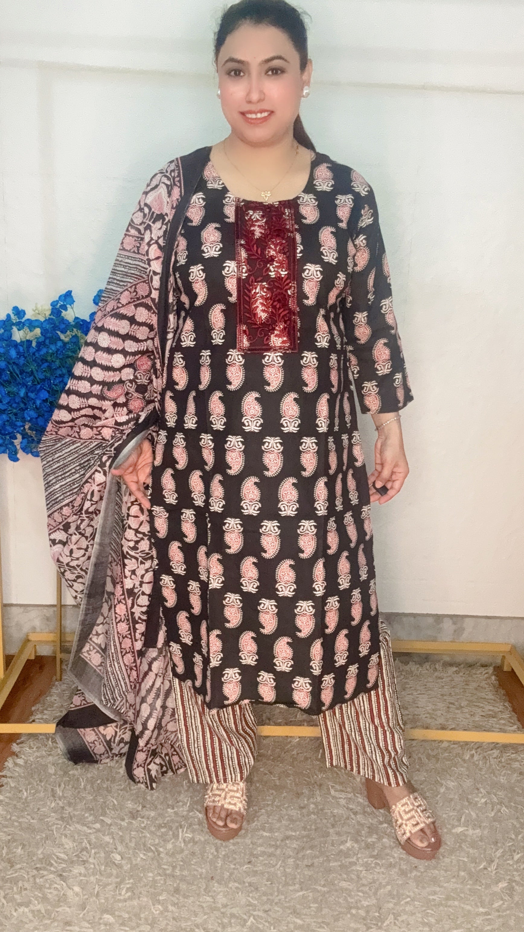 Ambi digital printed pure cotton suit set