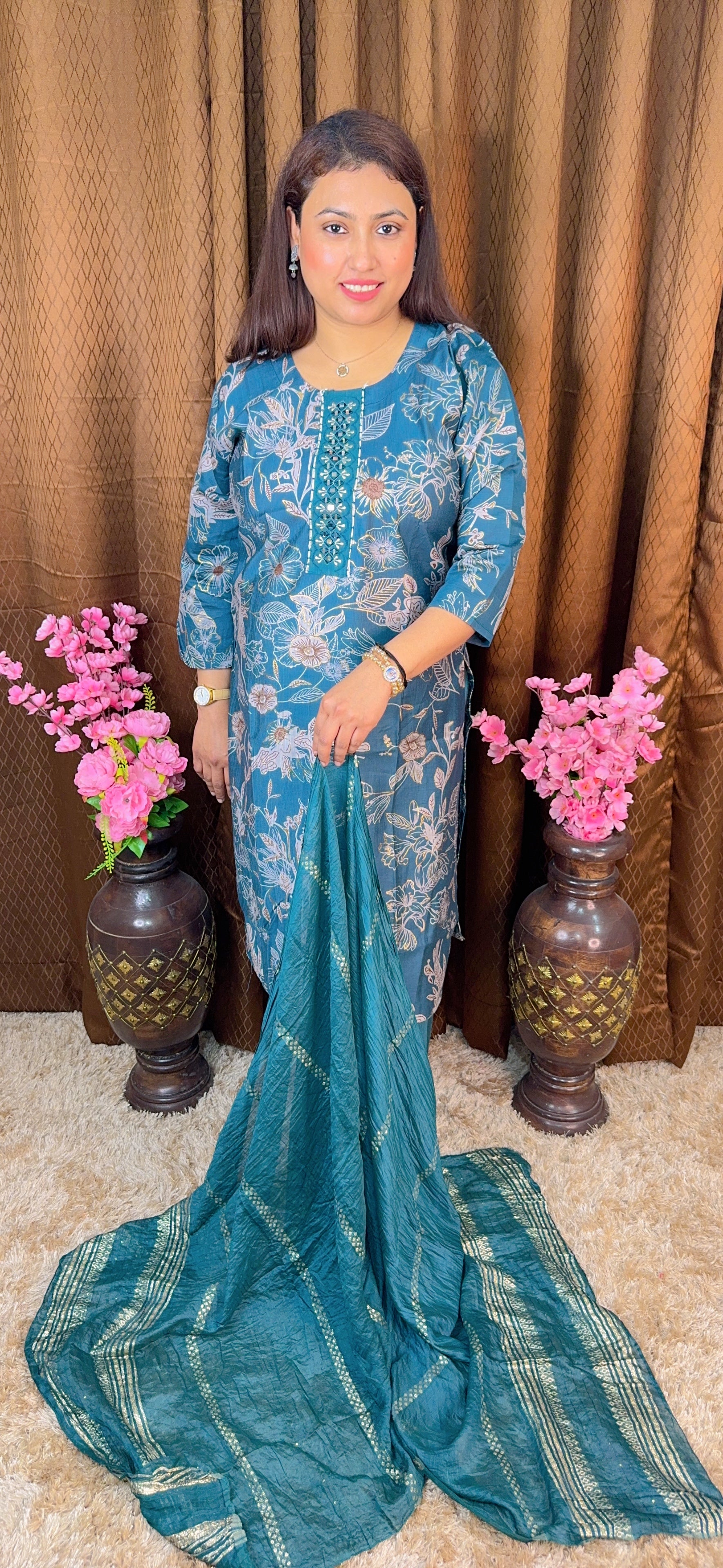 Round Neck Digital Printed Suit Set