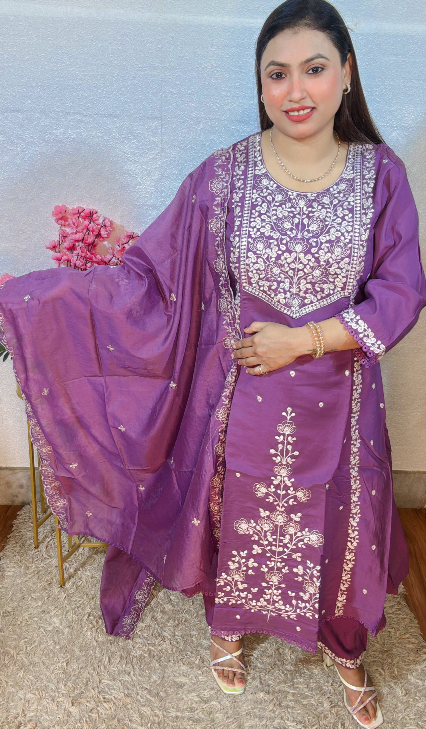 Embroidered Anarkali Suit Set