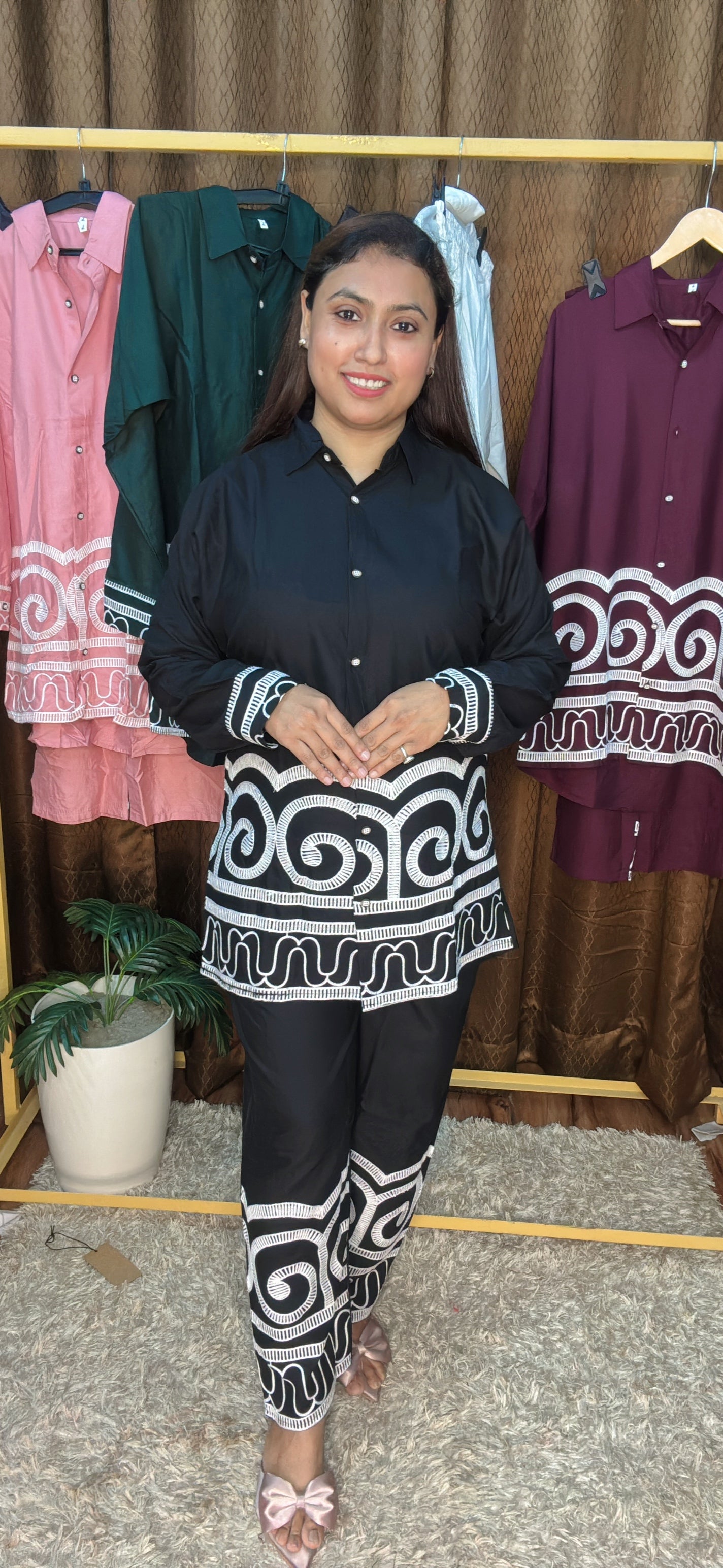 Aari White Thread Work Cord Set