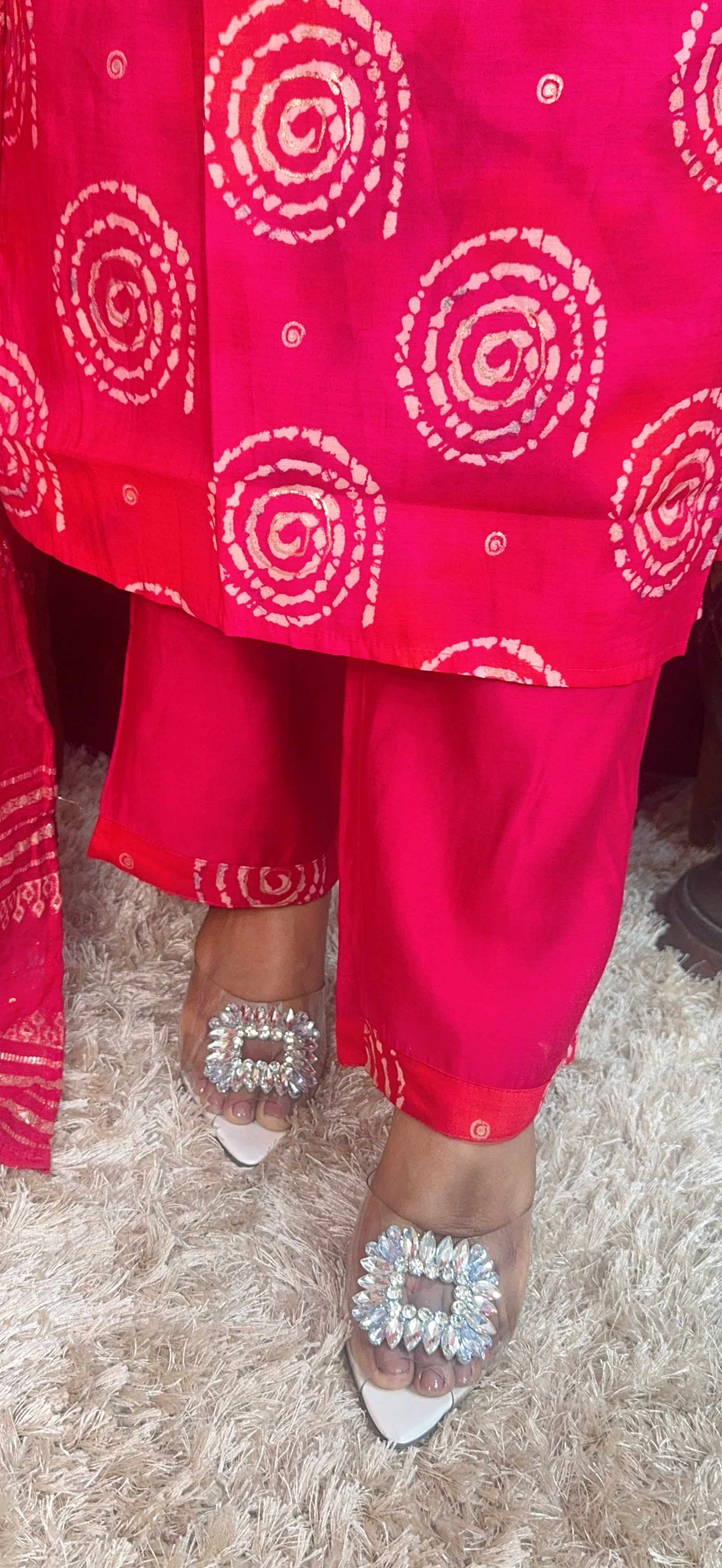 Digital Printed Silk Suit Set With Dupatta