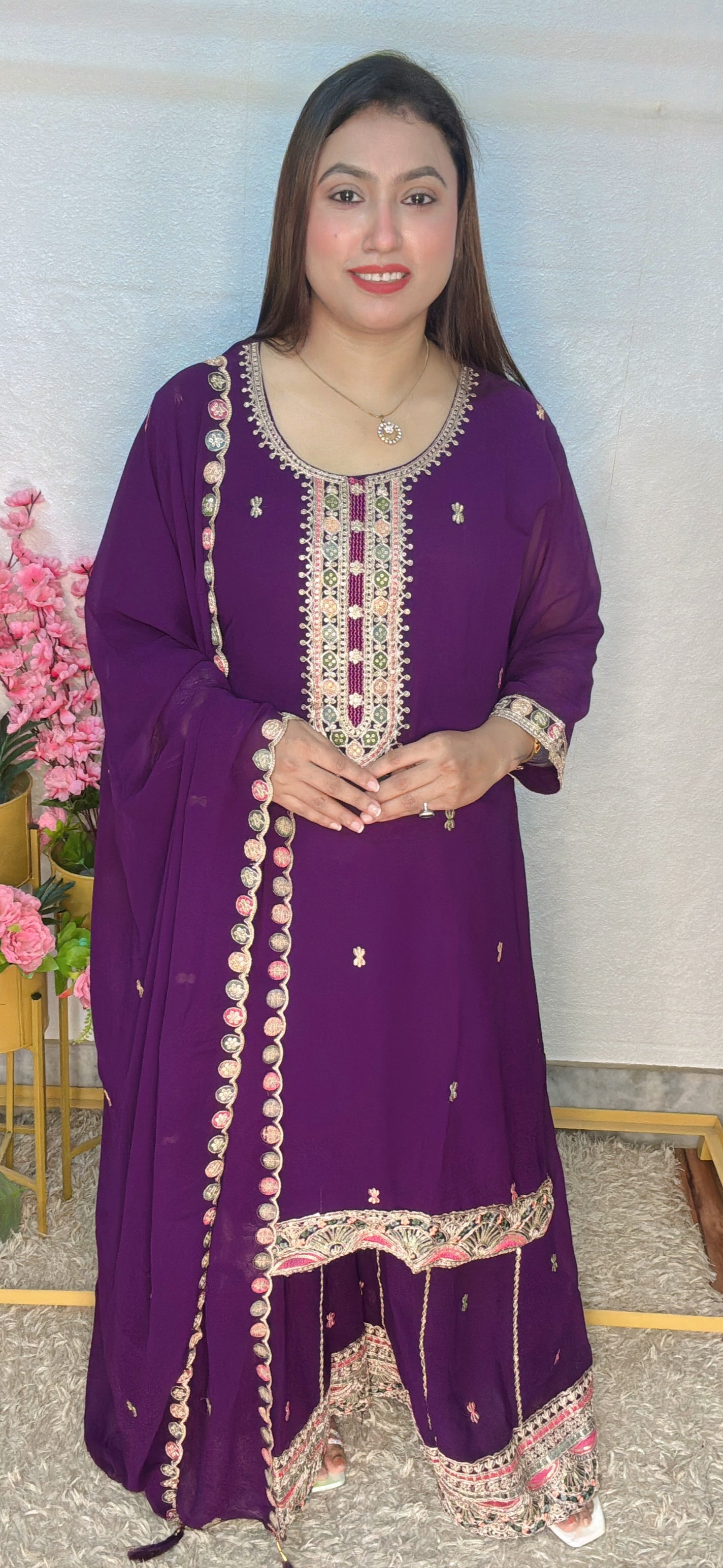 Heavy Sharara With Zari Embroidered Georgette Suit Set