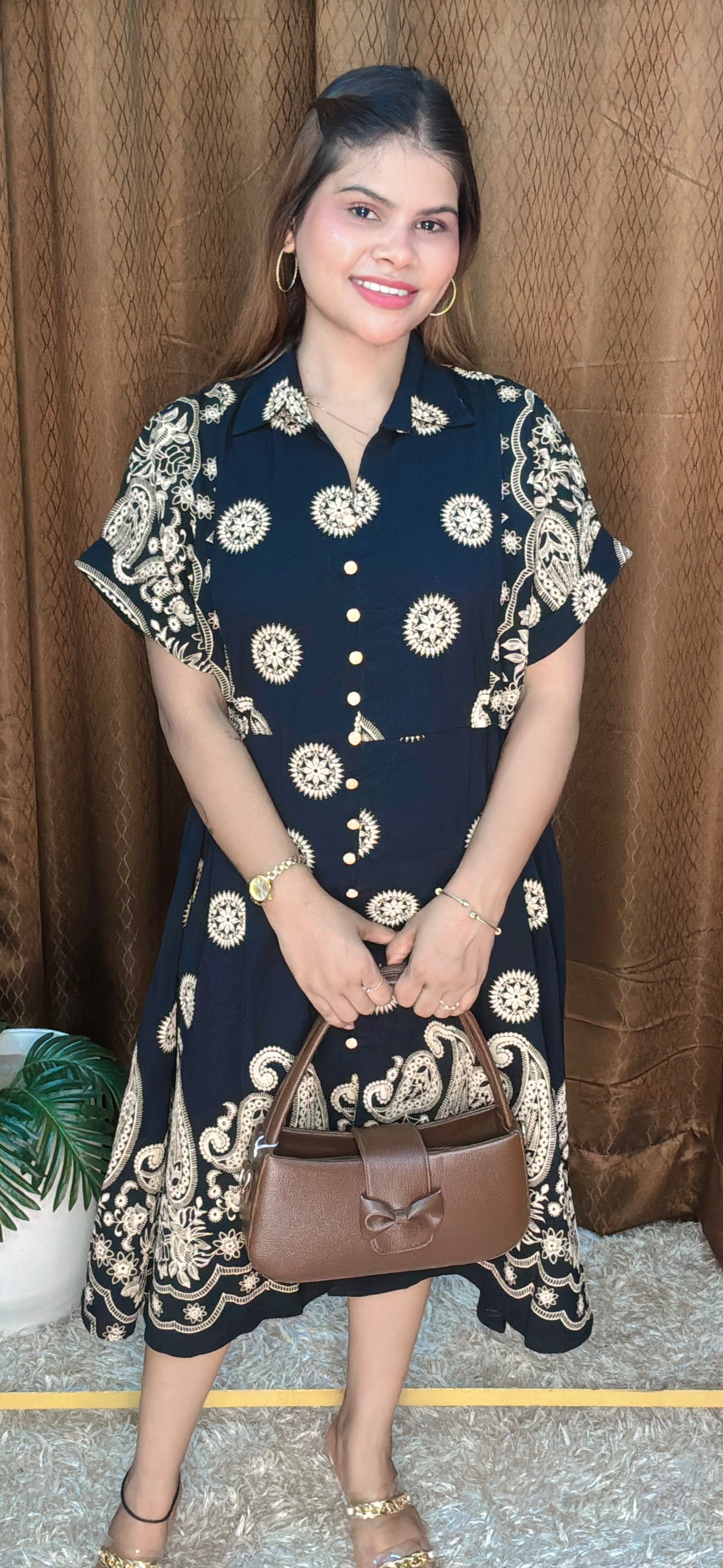 Elegant Summer Friendly Paisley Print A-Line Dress