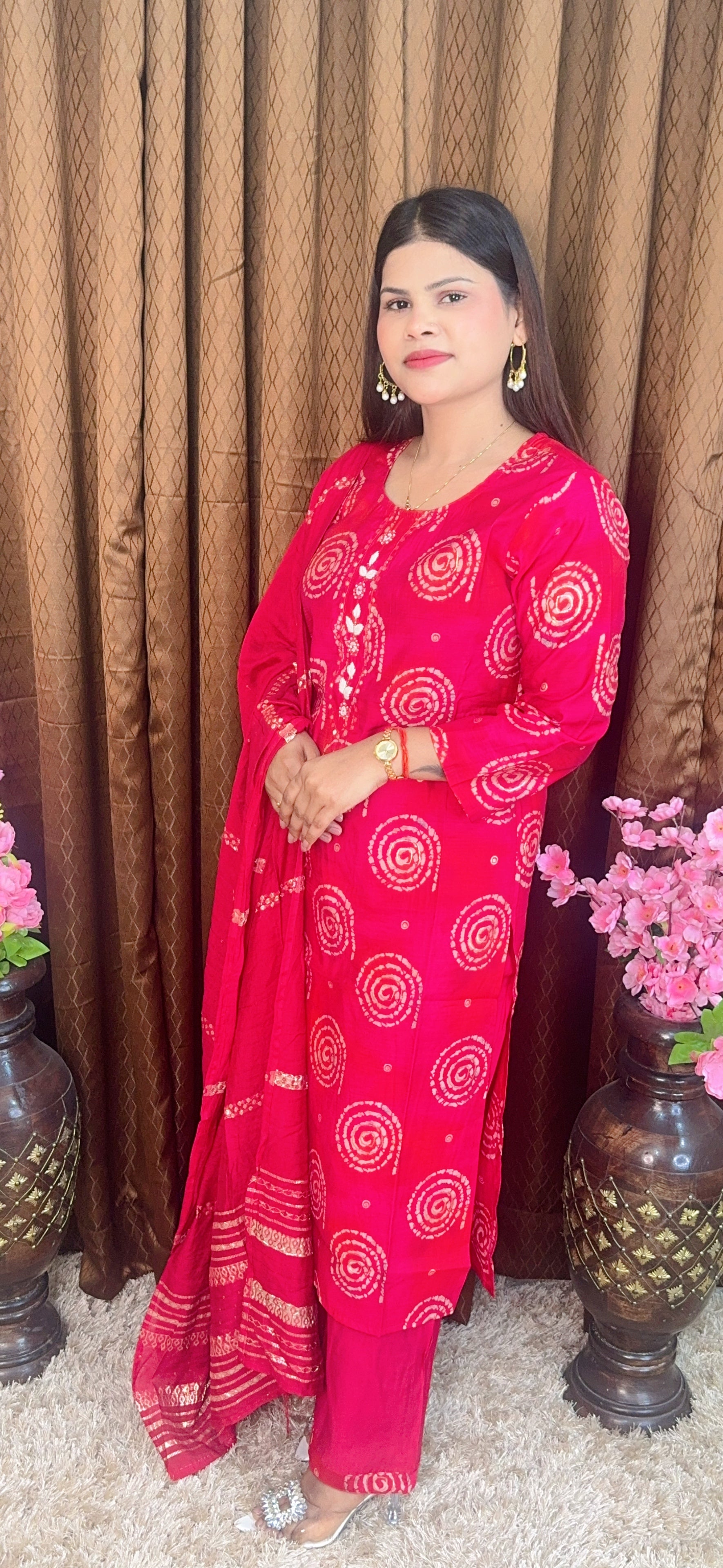 Digital Printed Silk Suit Set With Dupatta