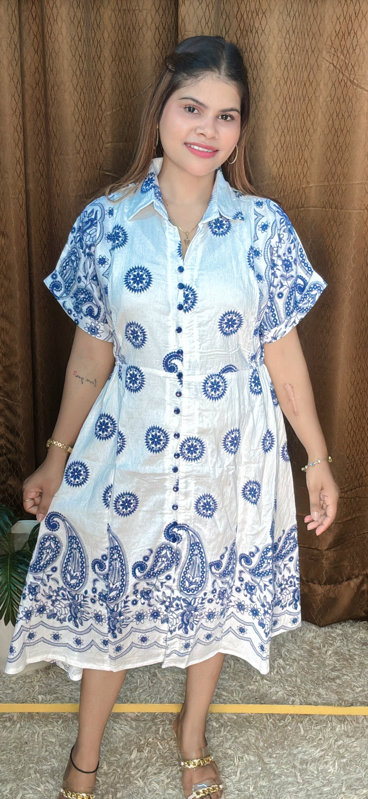 Elegant Summer Friendly Paisley Print A-Line Dress