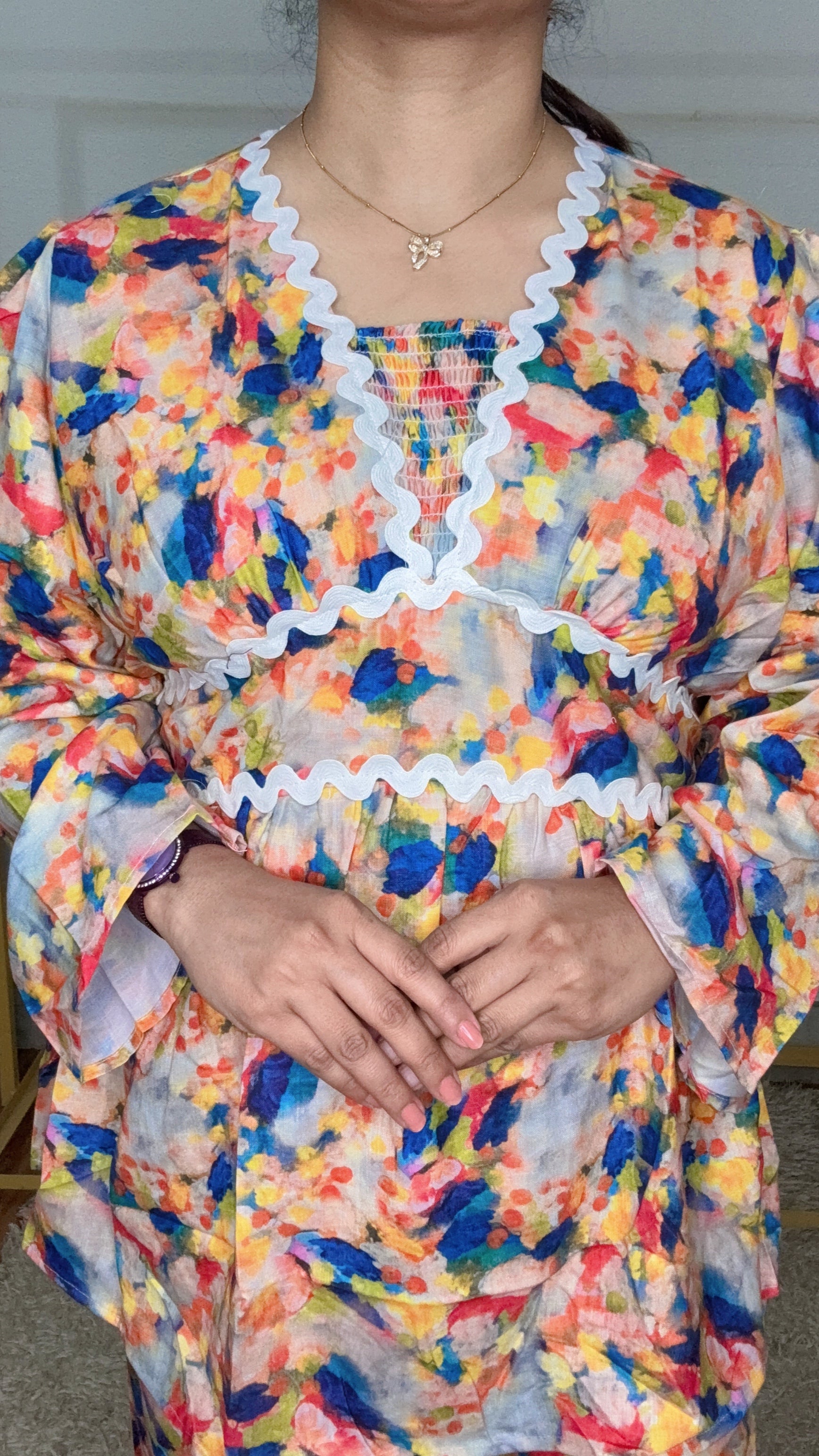Peplum Floral Printed Cotton Cord Set