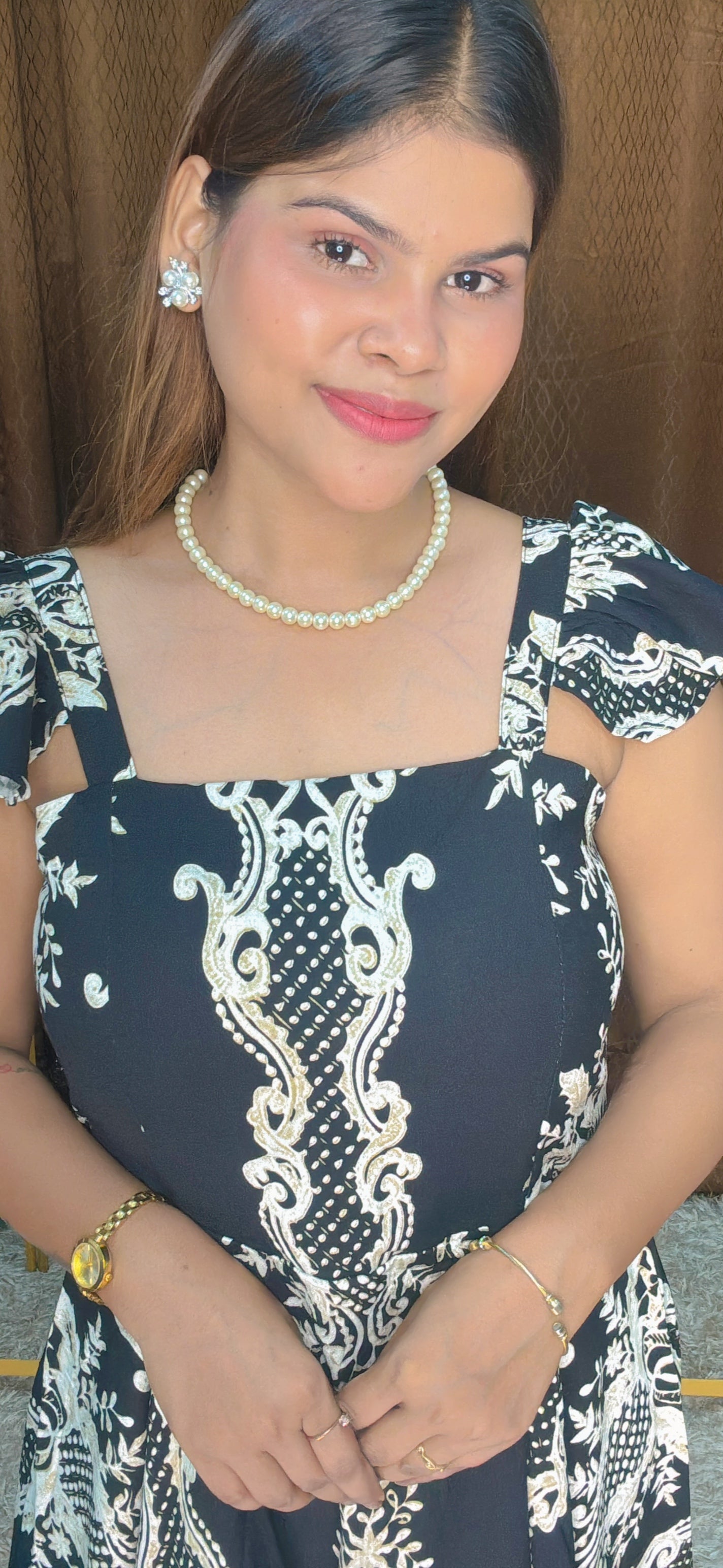 Emerald Grace Printed Flare Dress