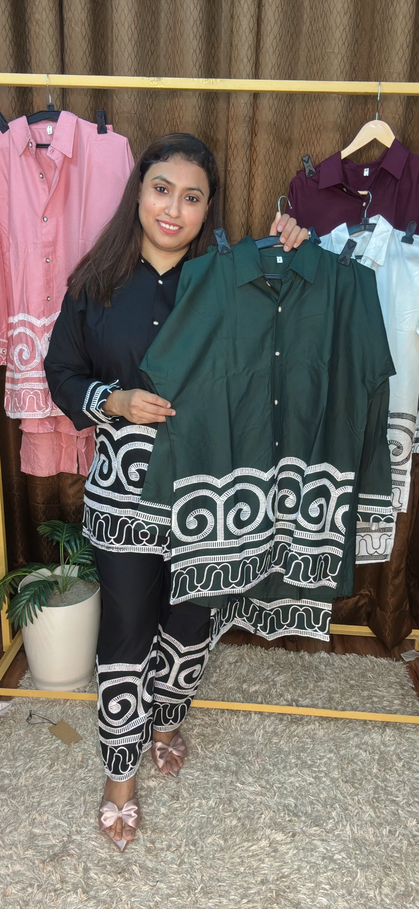 Aari White Thread Work Cord Set