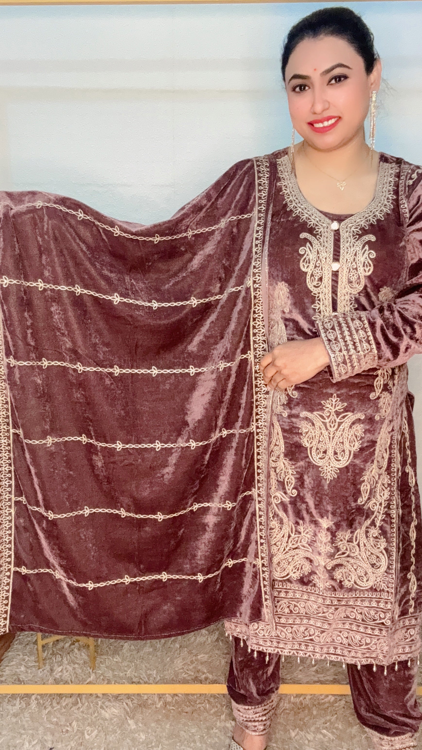 Heavy Embroidery Party Wear 3pcs Kurti Set