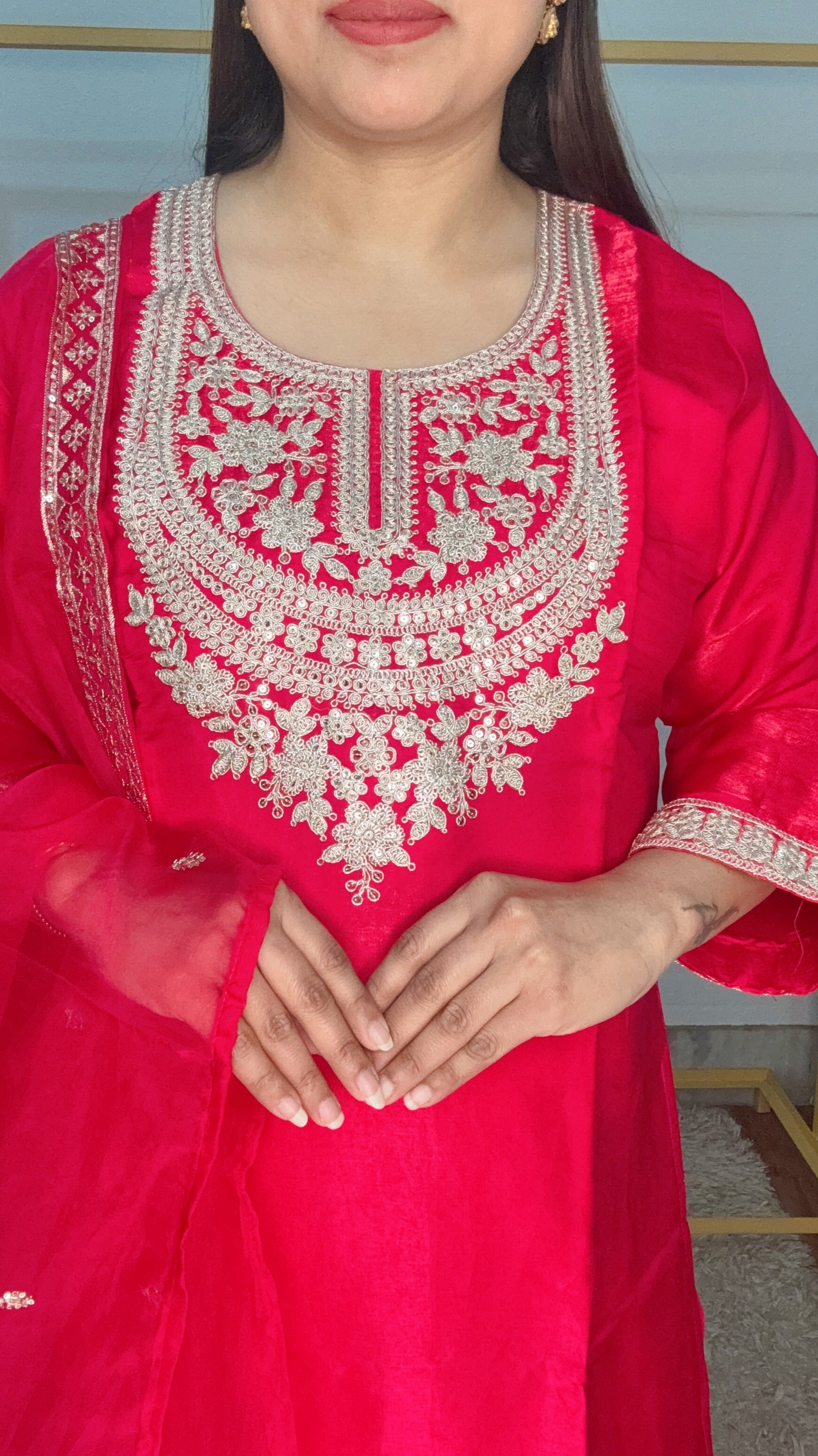 Heavy Neck Embroidery 3Pcs Party Wear Suit