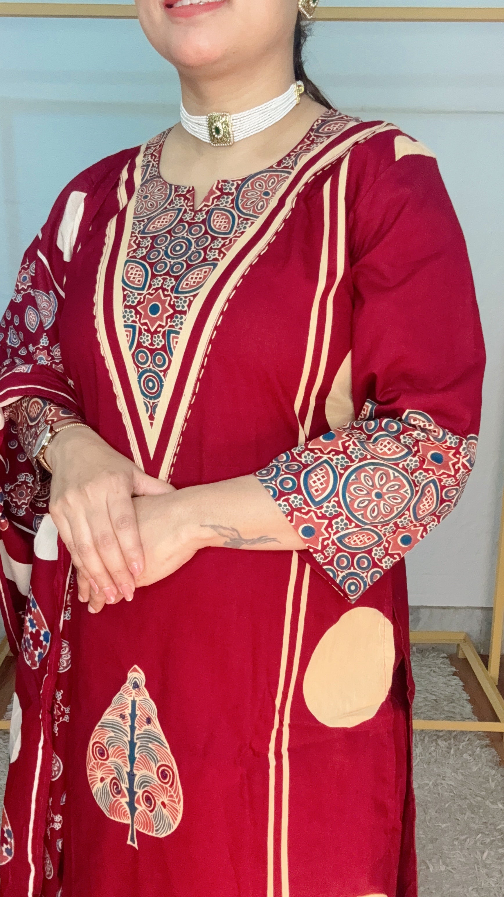 Heavy dabbu cotton digital print suit set