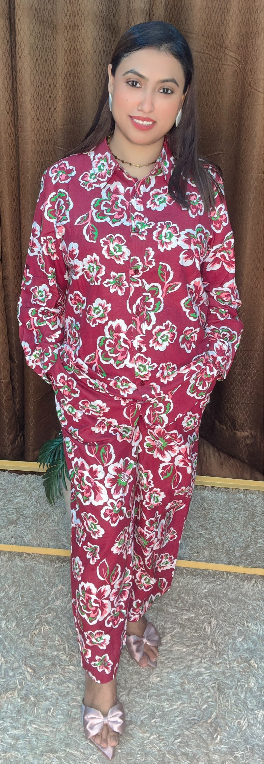 Digital floral print cord sets