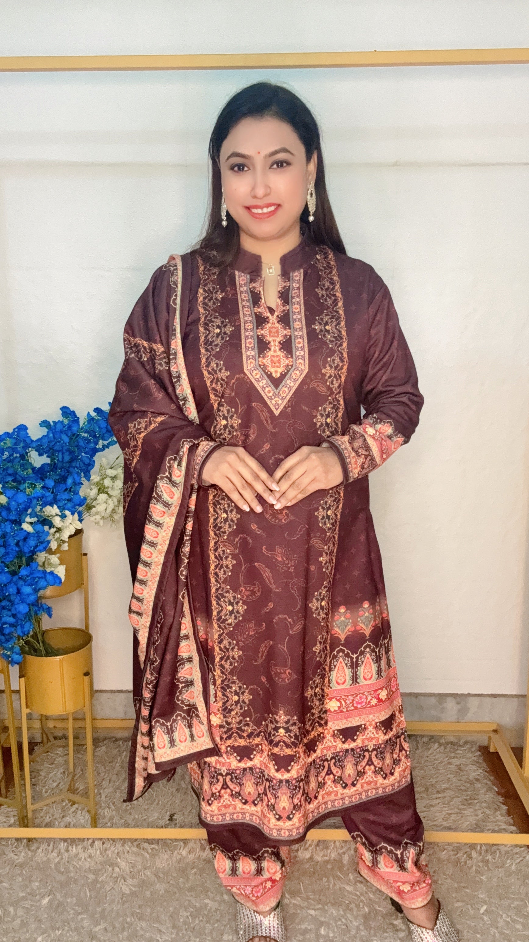 Premium Warm Wollen 3pcs Suit Multicolour