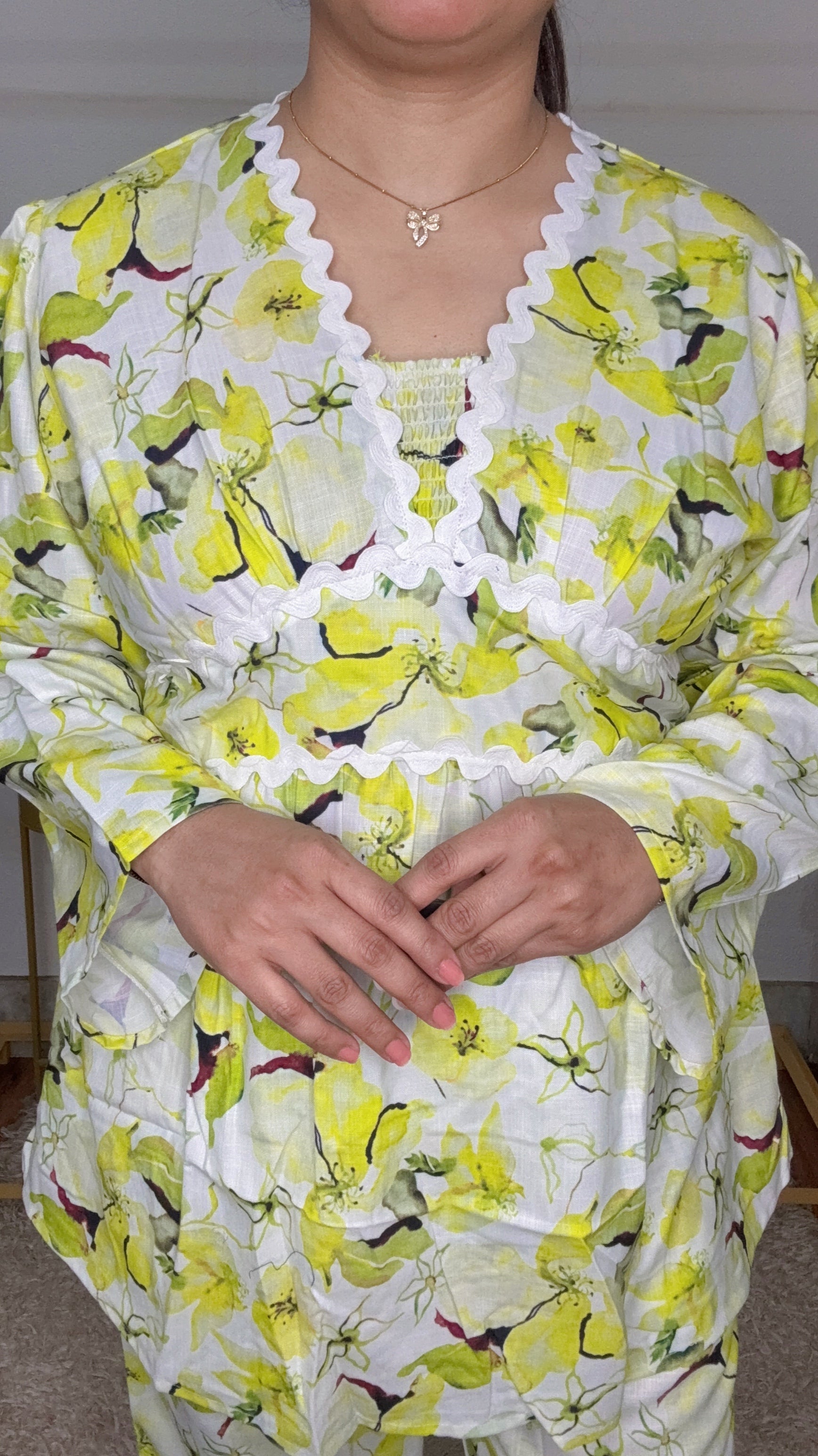 Peplum Floral Printed Cotton Cord Set