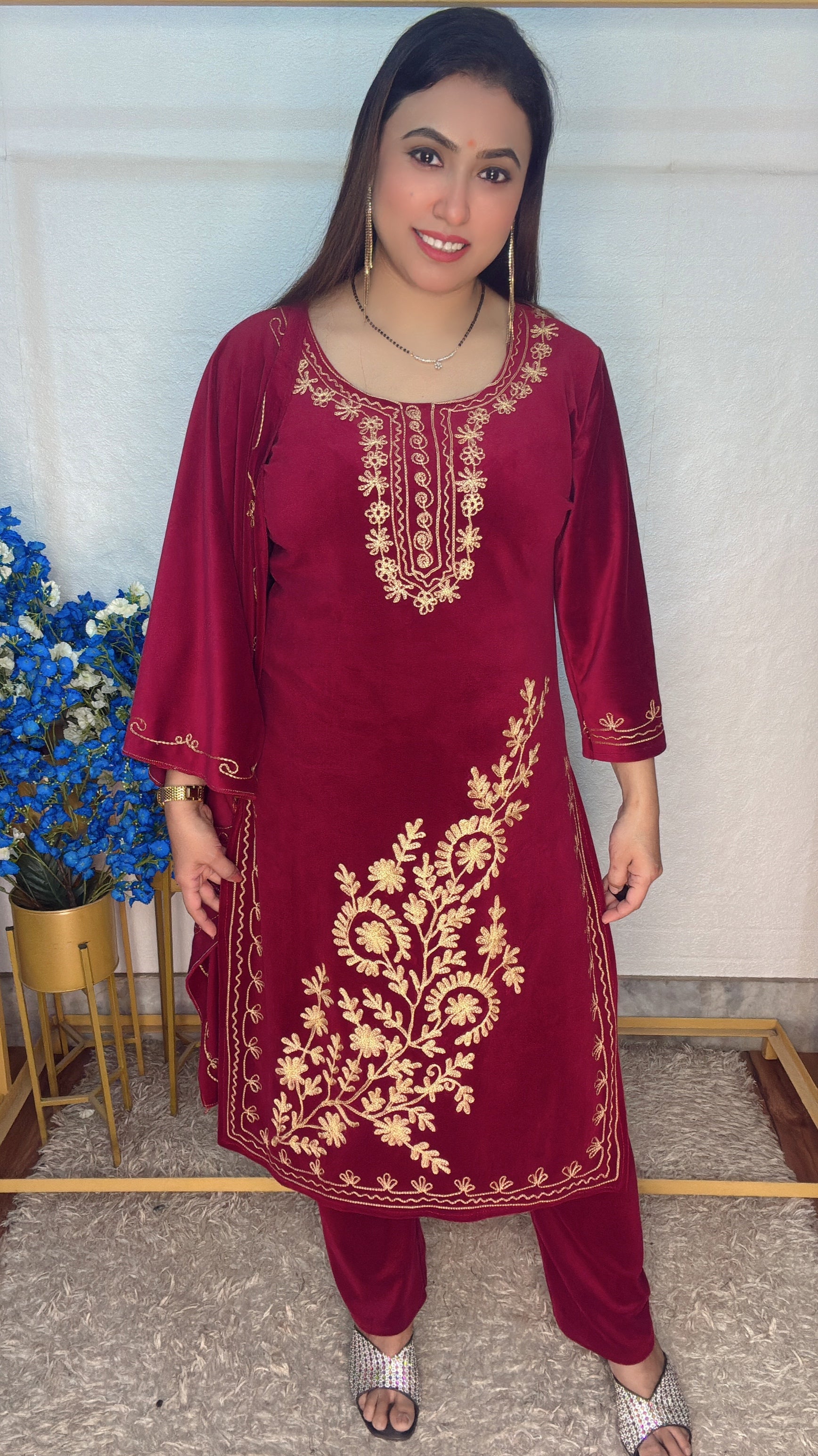 Velvet Threaded 3pcs suit