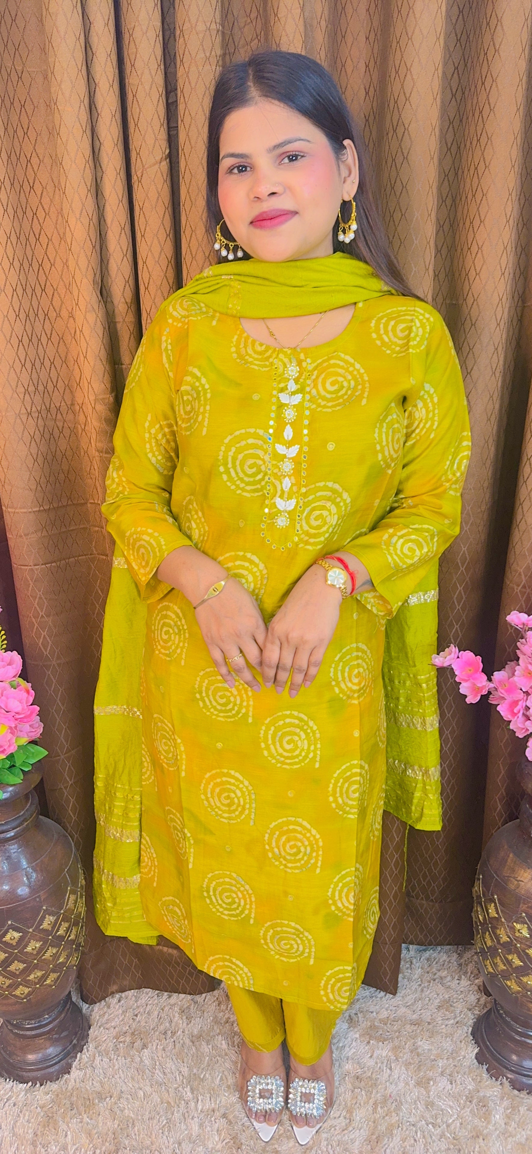 Digital Printed Silk Suit Set With Dupatta