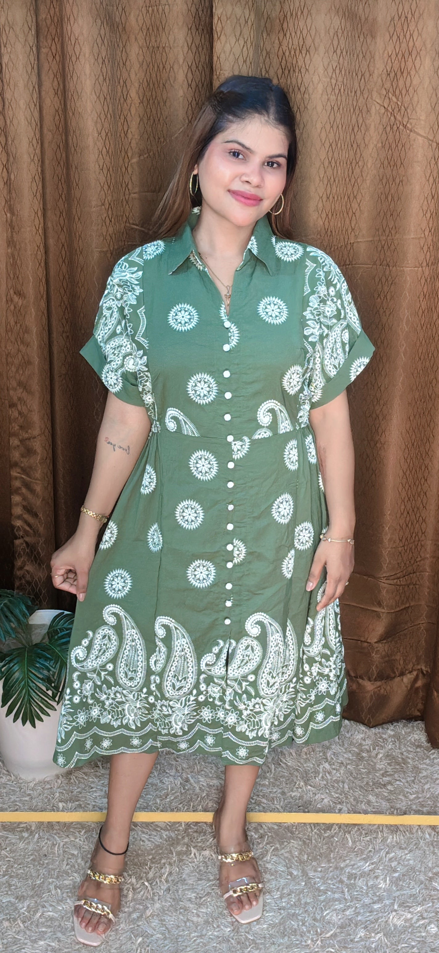 Elegant Summer Friendly Paisley Print A-Line Dress