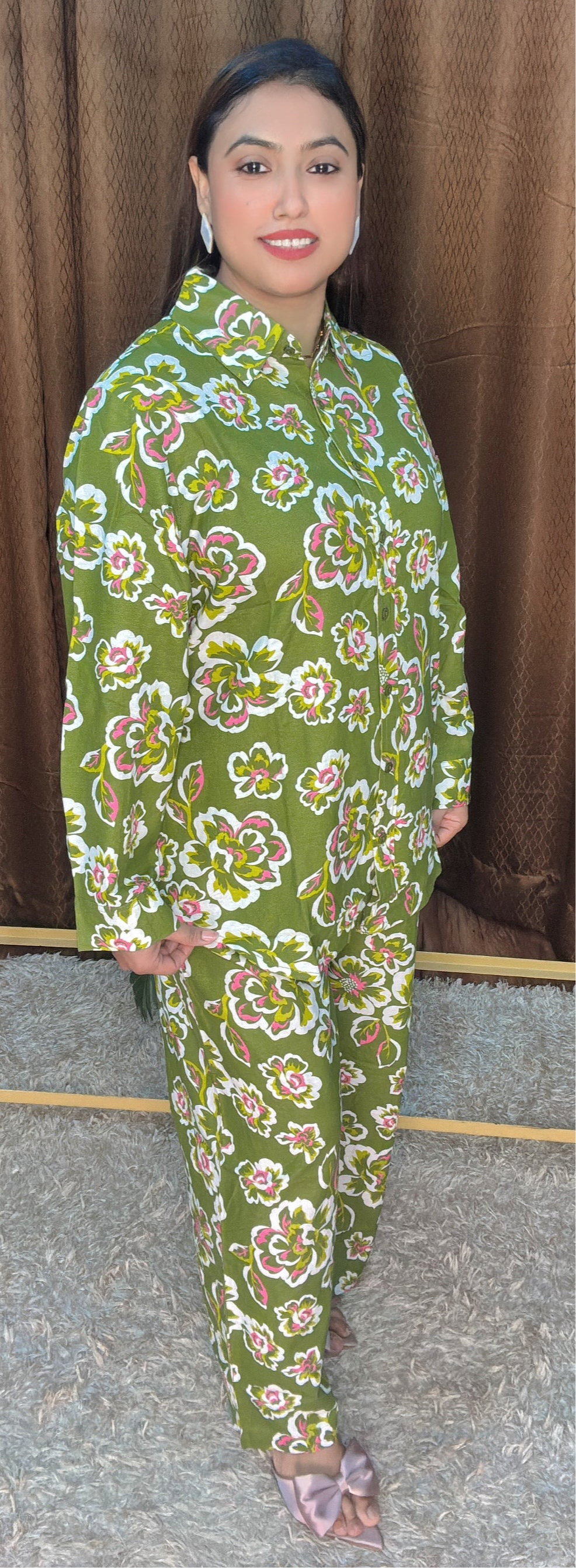 Digital floral print cord sets