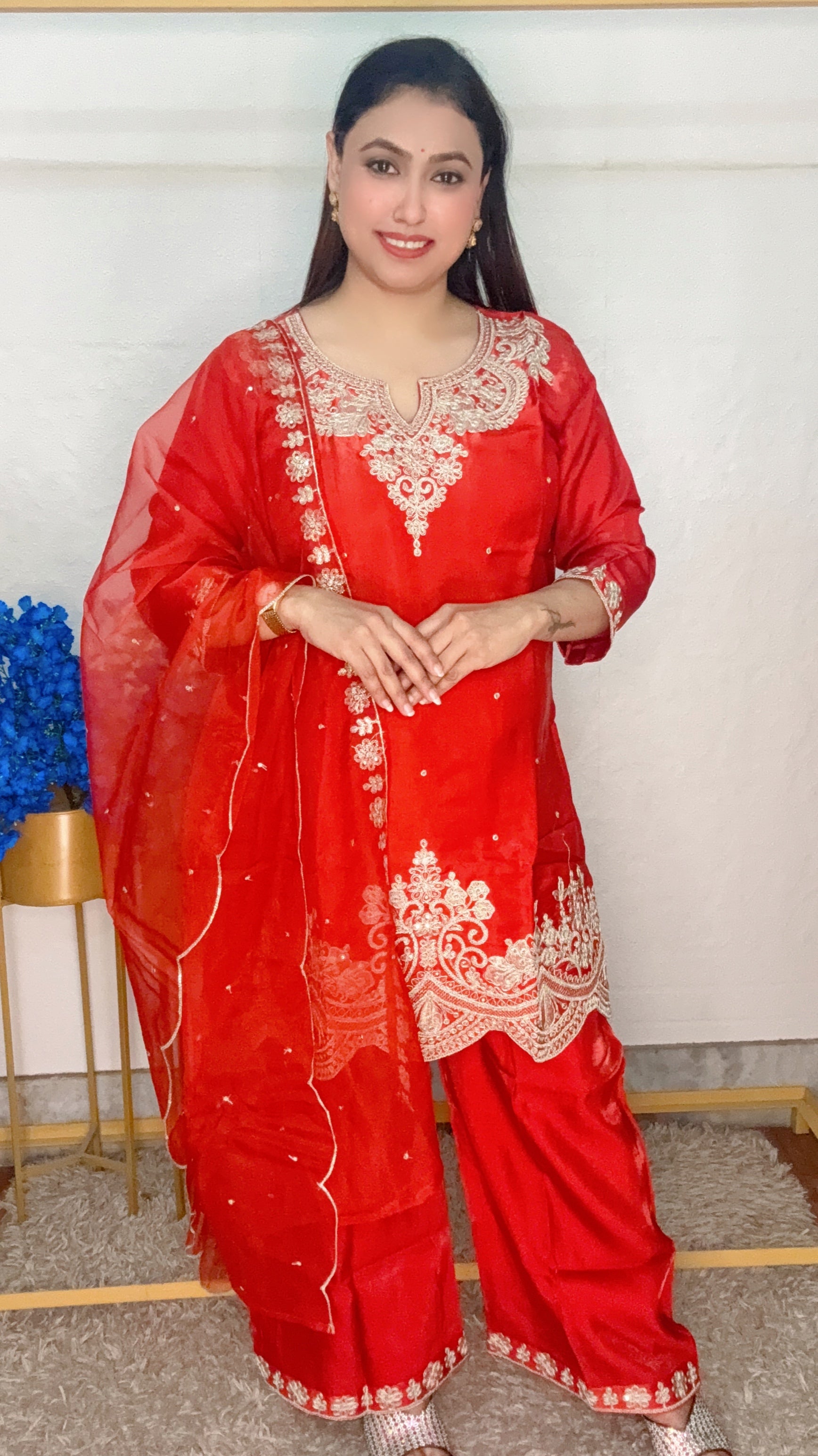 Party Wear Orange Ethnic Set