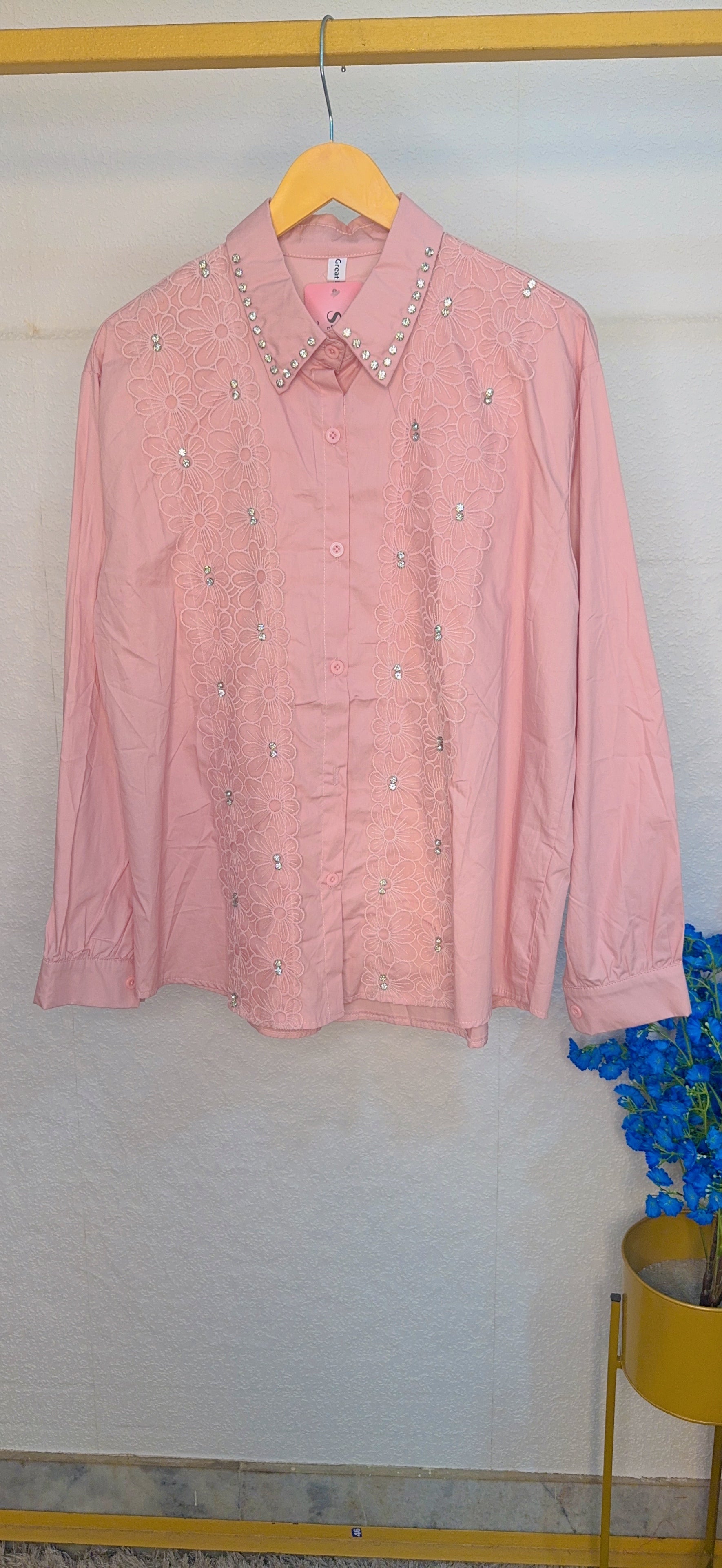 Lace Design With Stud Work Cotton Shirts