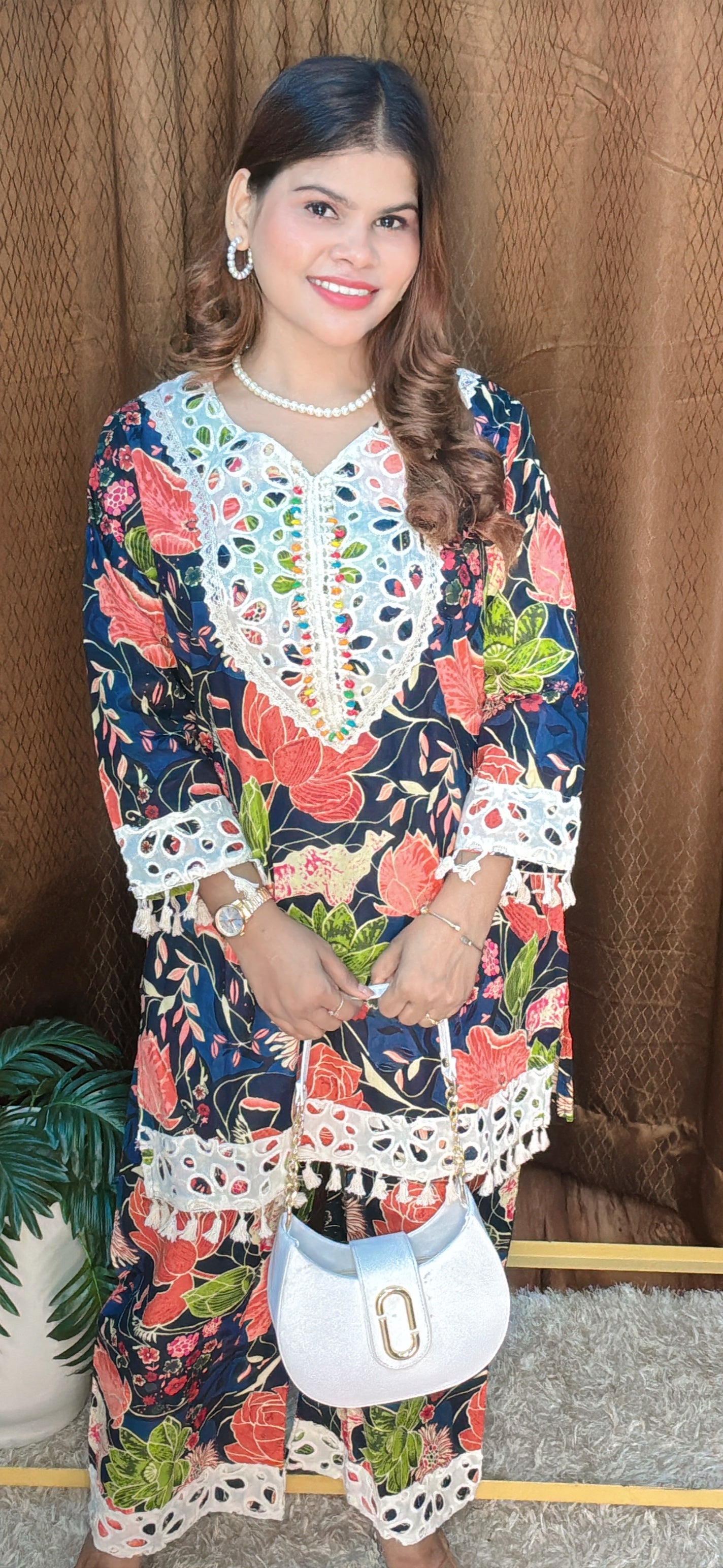 Sunshine Bloom Floral Co-ord Set with Crochet Detailing
