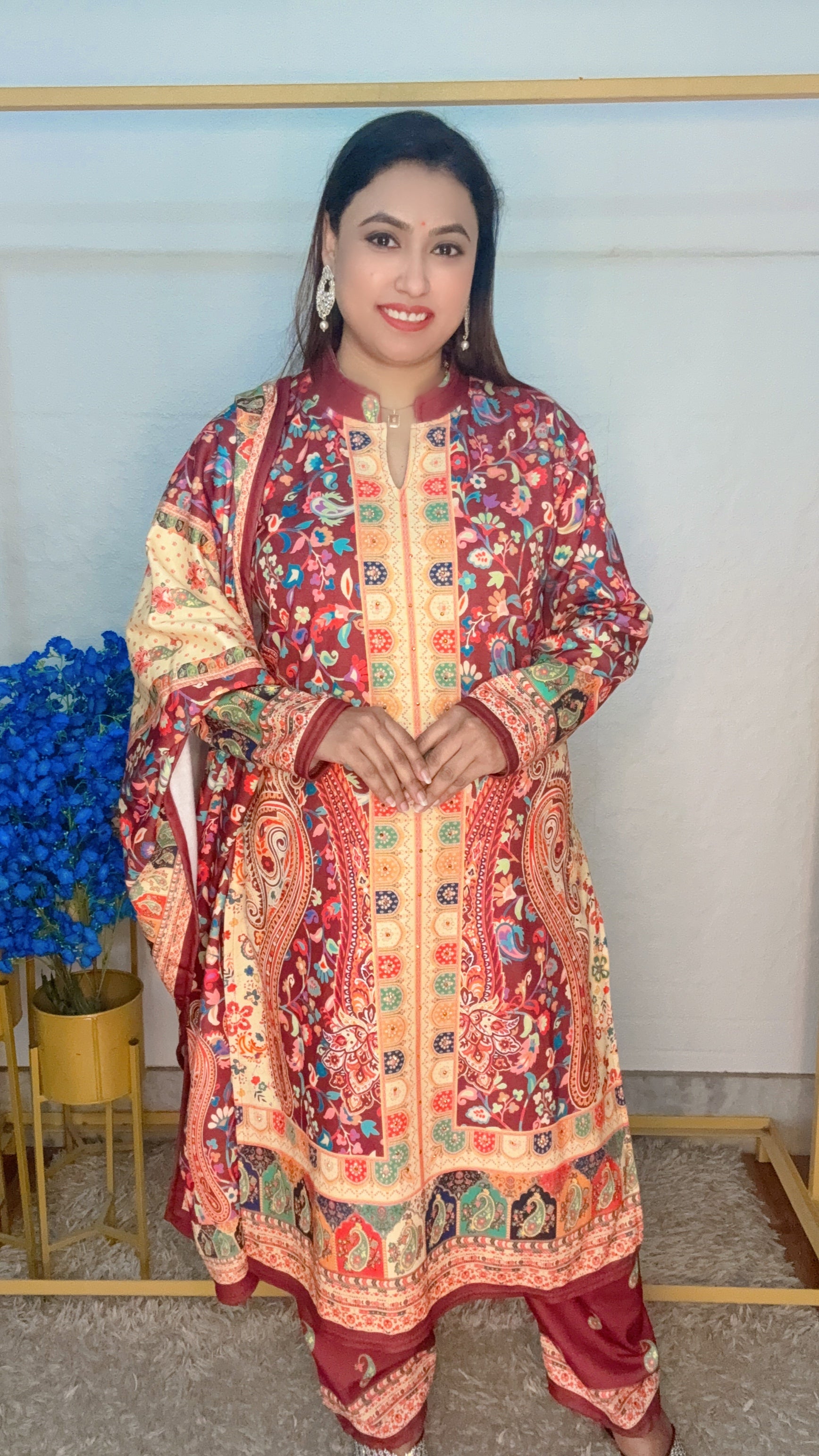 Premium Warm Wollen 3pcs Suit Multicolour