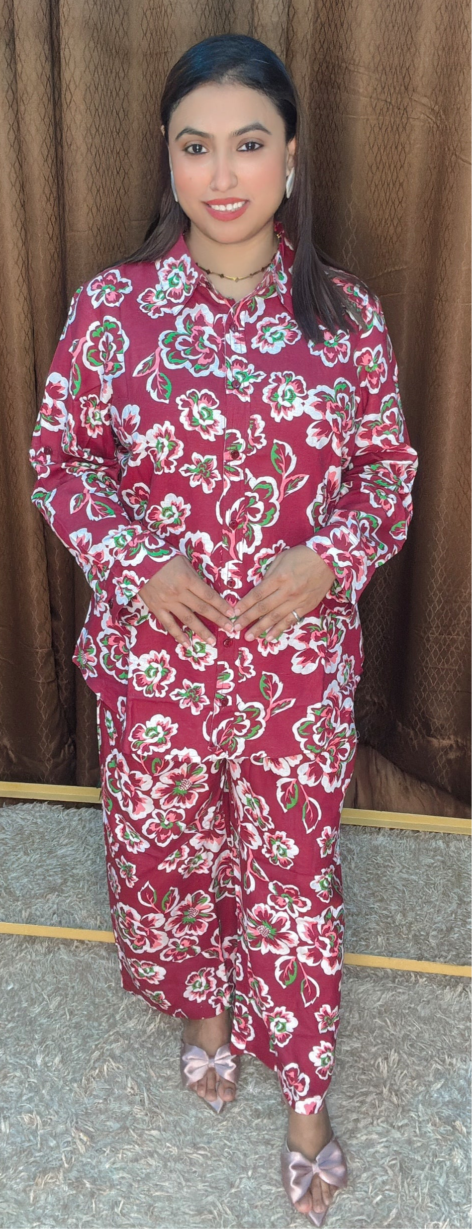 Digital floral print cord sets