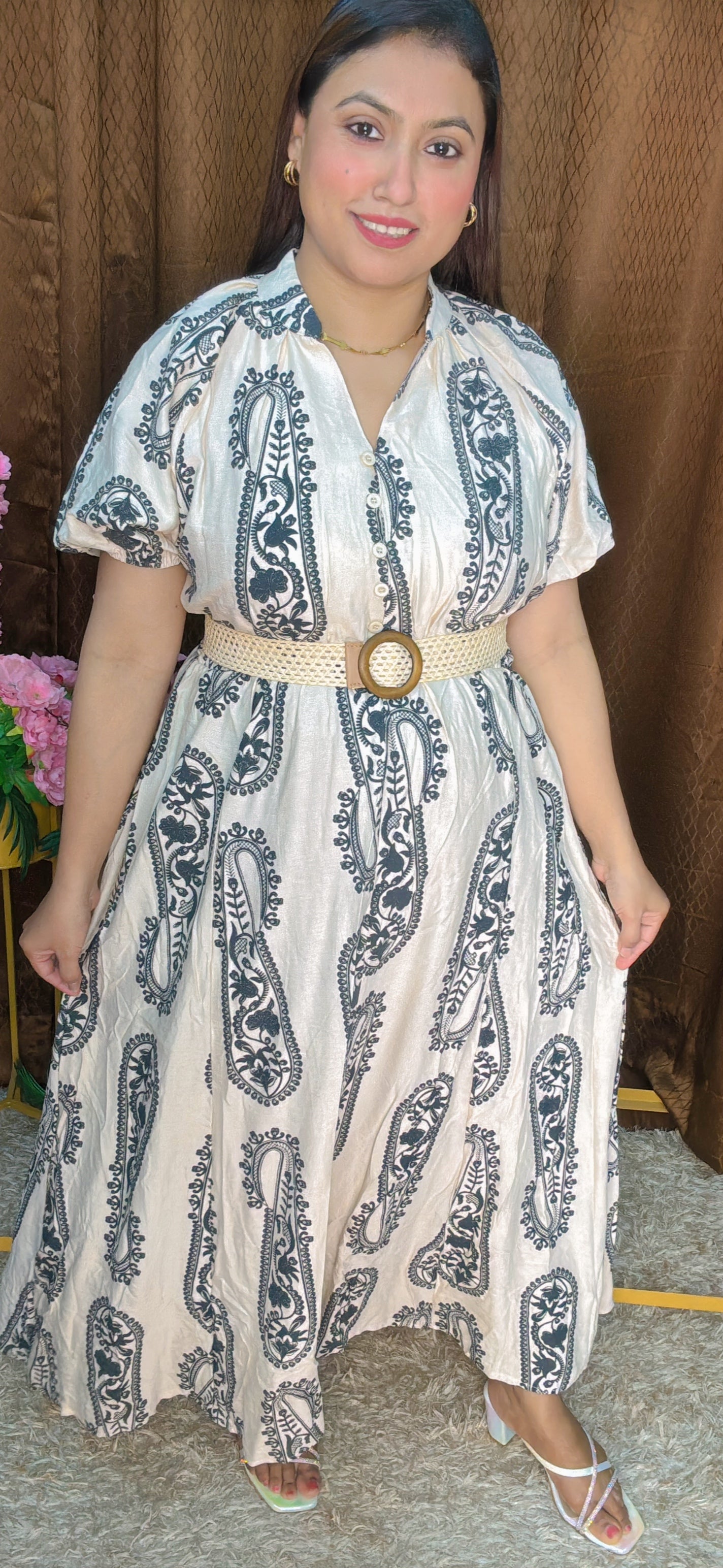 Rubber print long dress