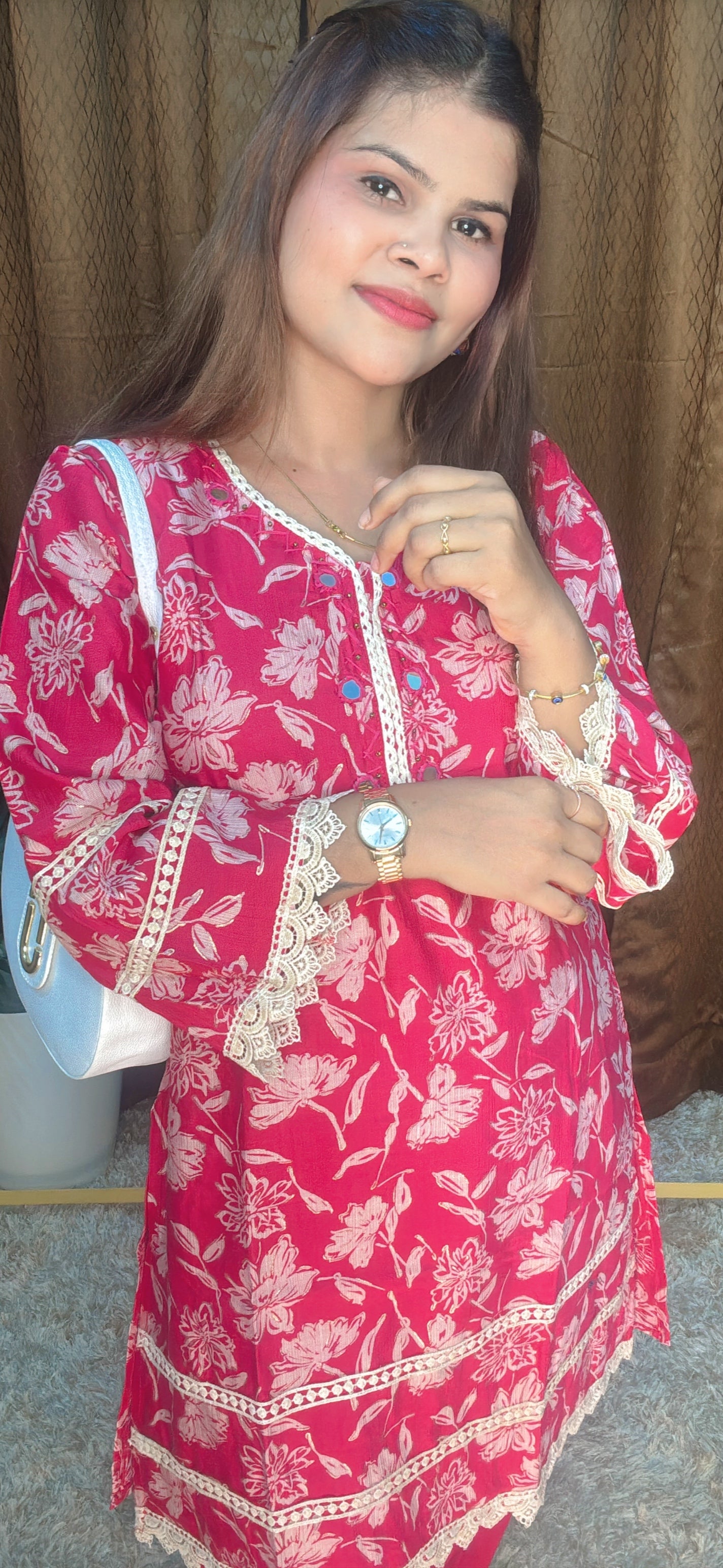Digital Floral Printed Cord Set With Tulip Dhoti