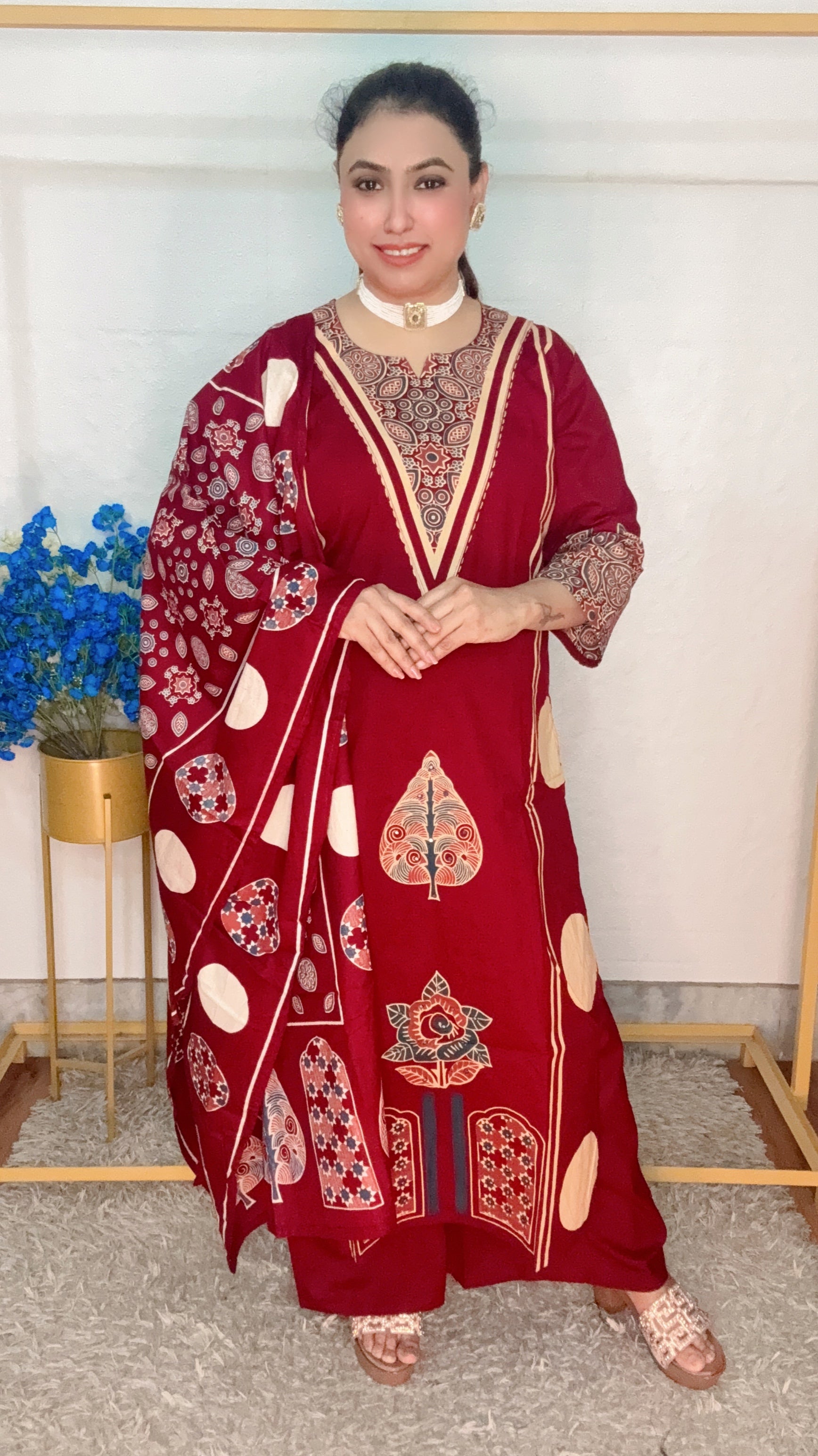Heavy dabbu cotton digital print suit set