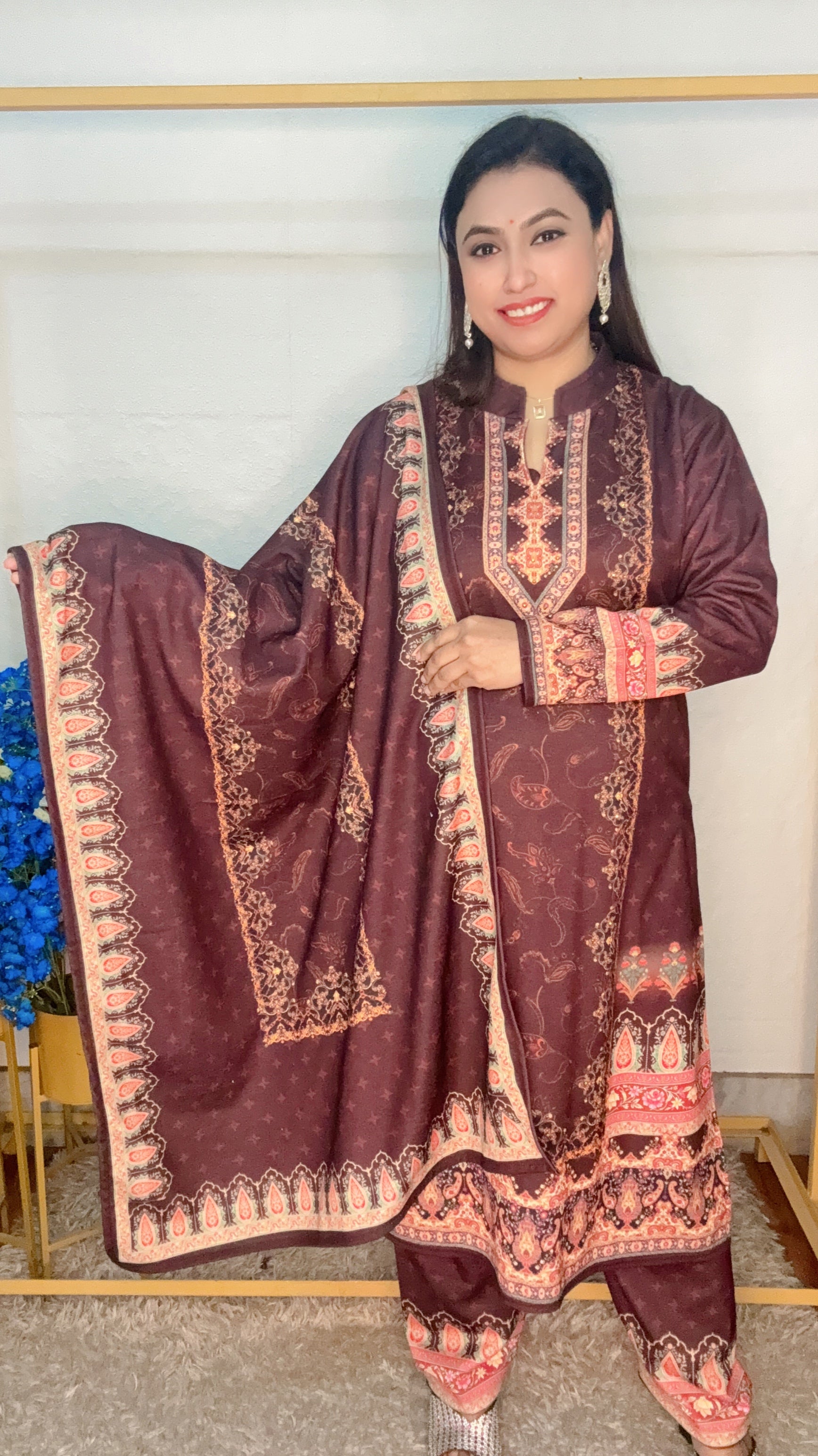 Premium Warm Wollen 3pcs Suit Multicolour