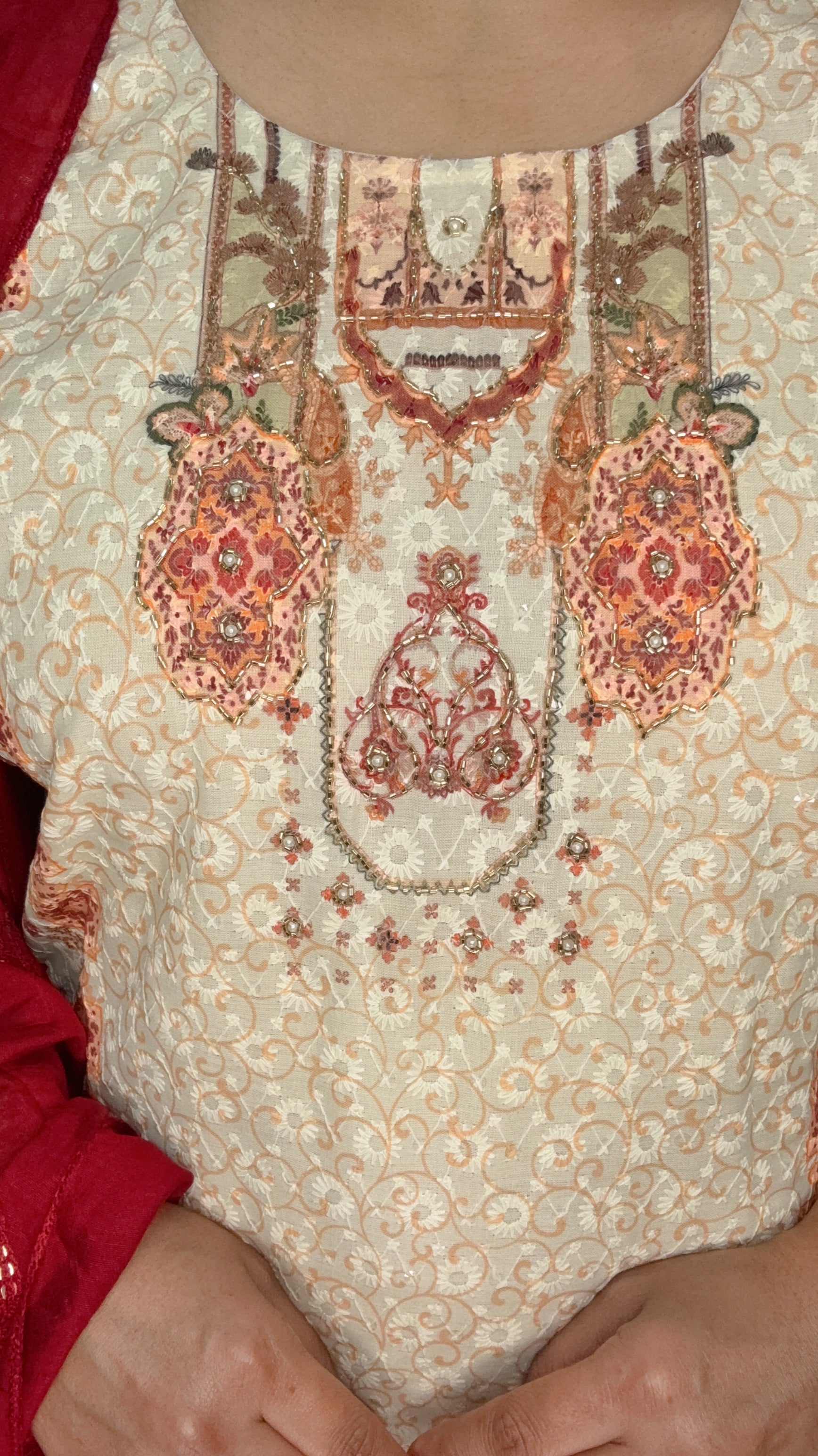 Cream colour beautiful 3pcs Suit