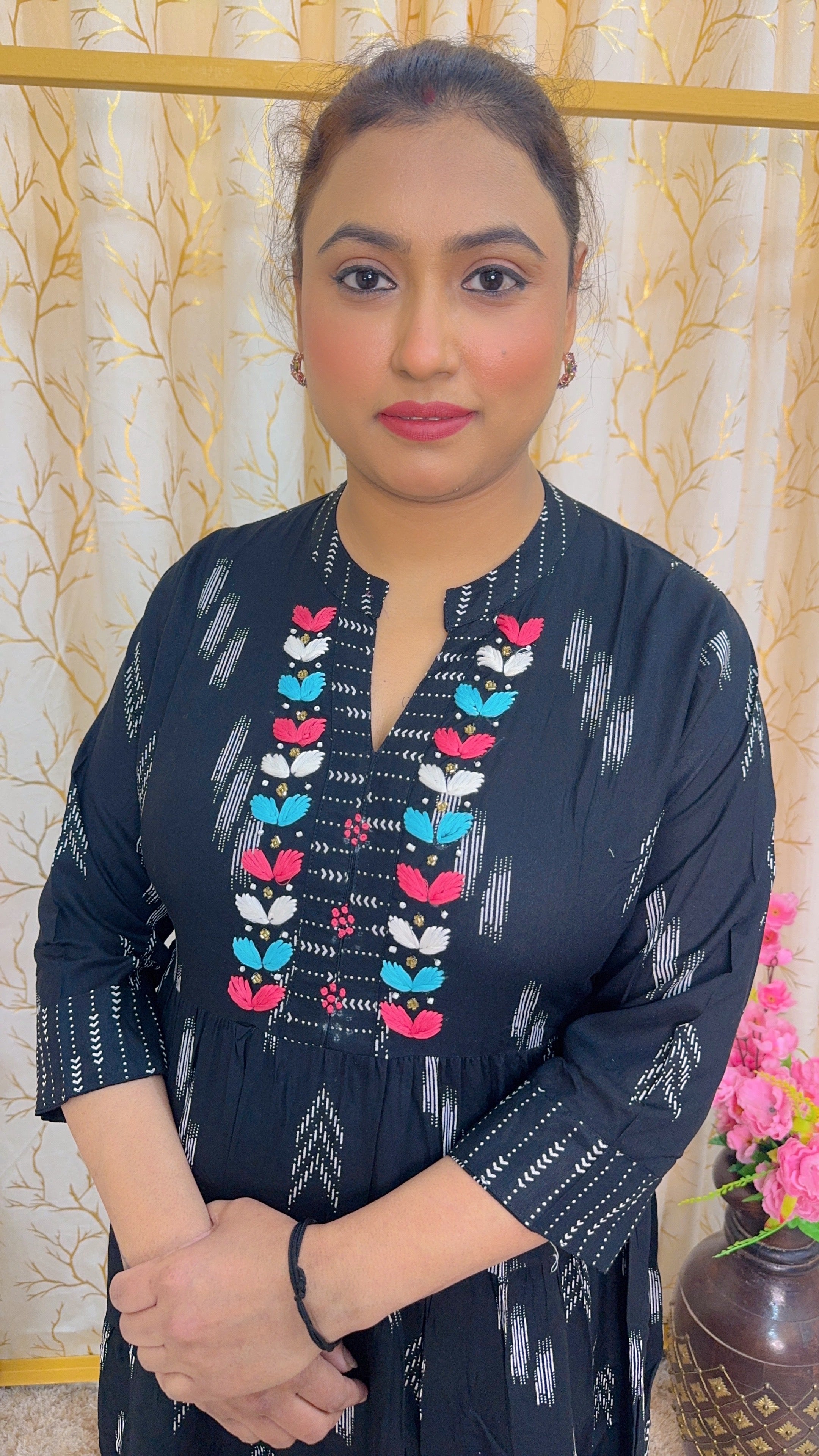 Round Neck Digital Printed Long Maxi Dress