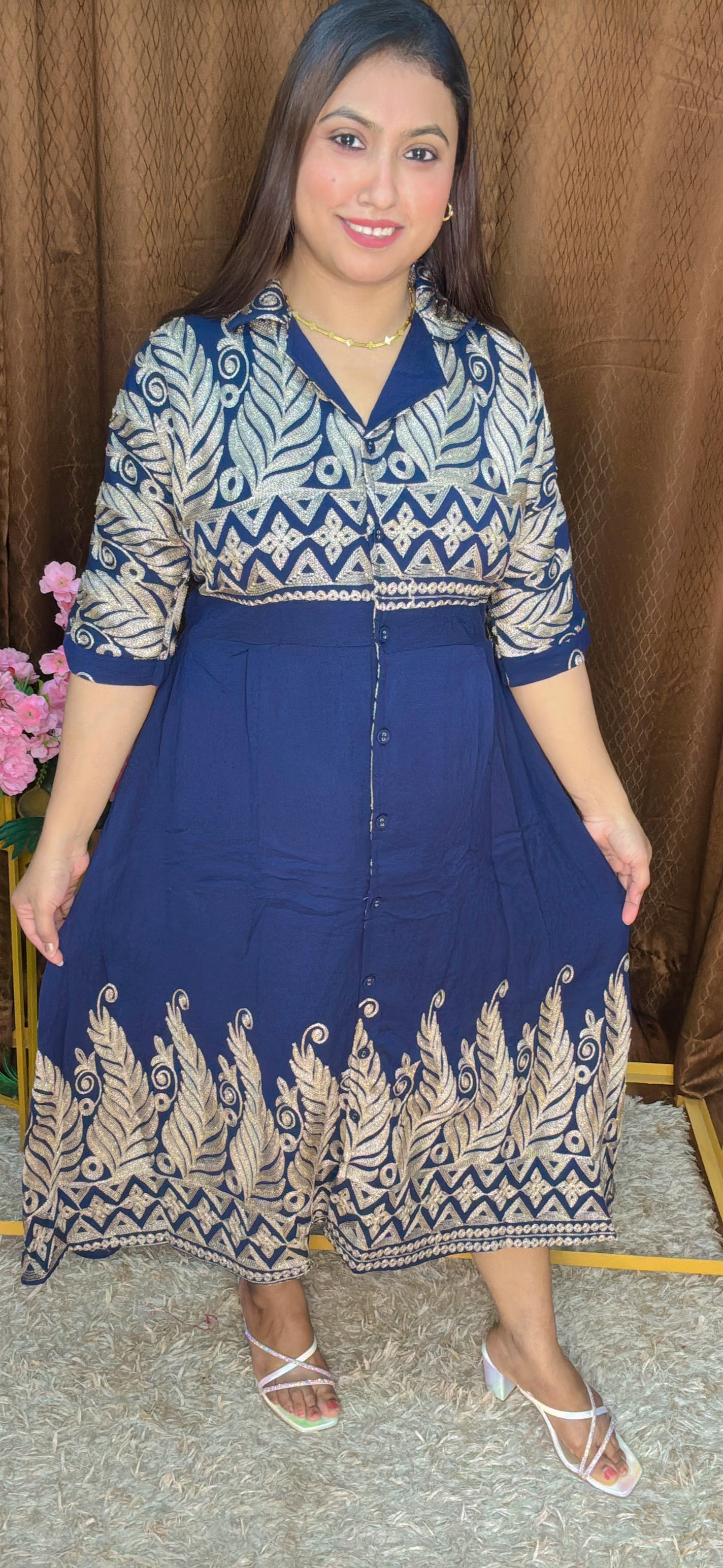 Regal Threads – Embroidered Elegance Dress