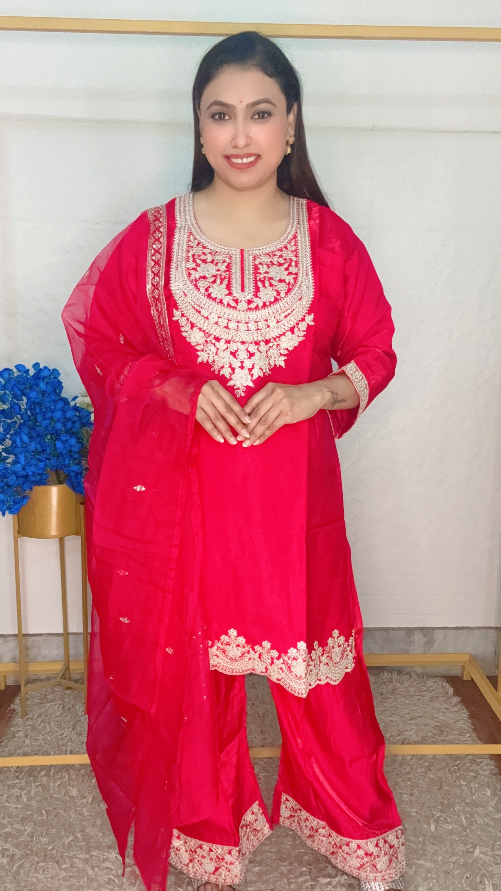 Heavy Neck Embroidery 3Pcs Party Wear Suit