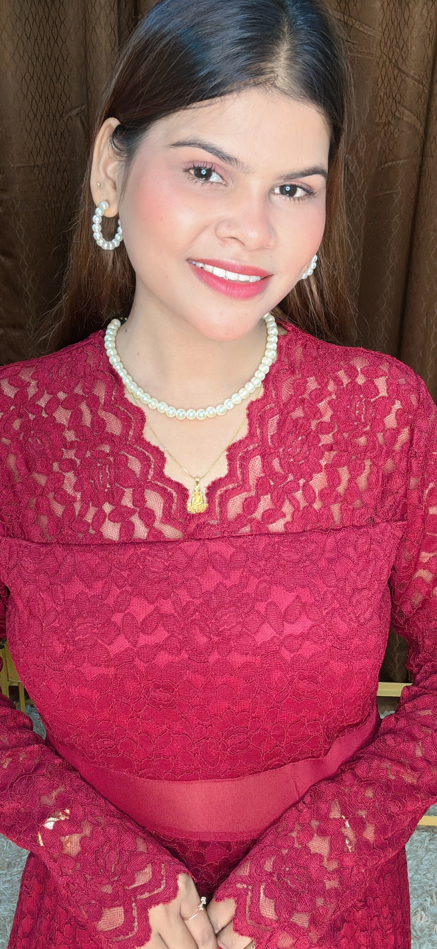 Lace Bloom full length Dress