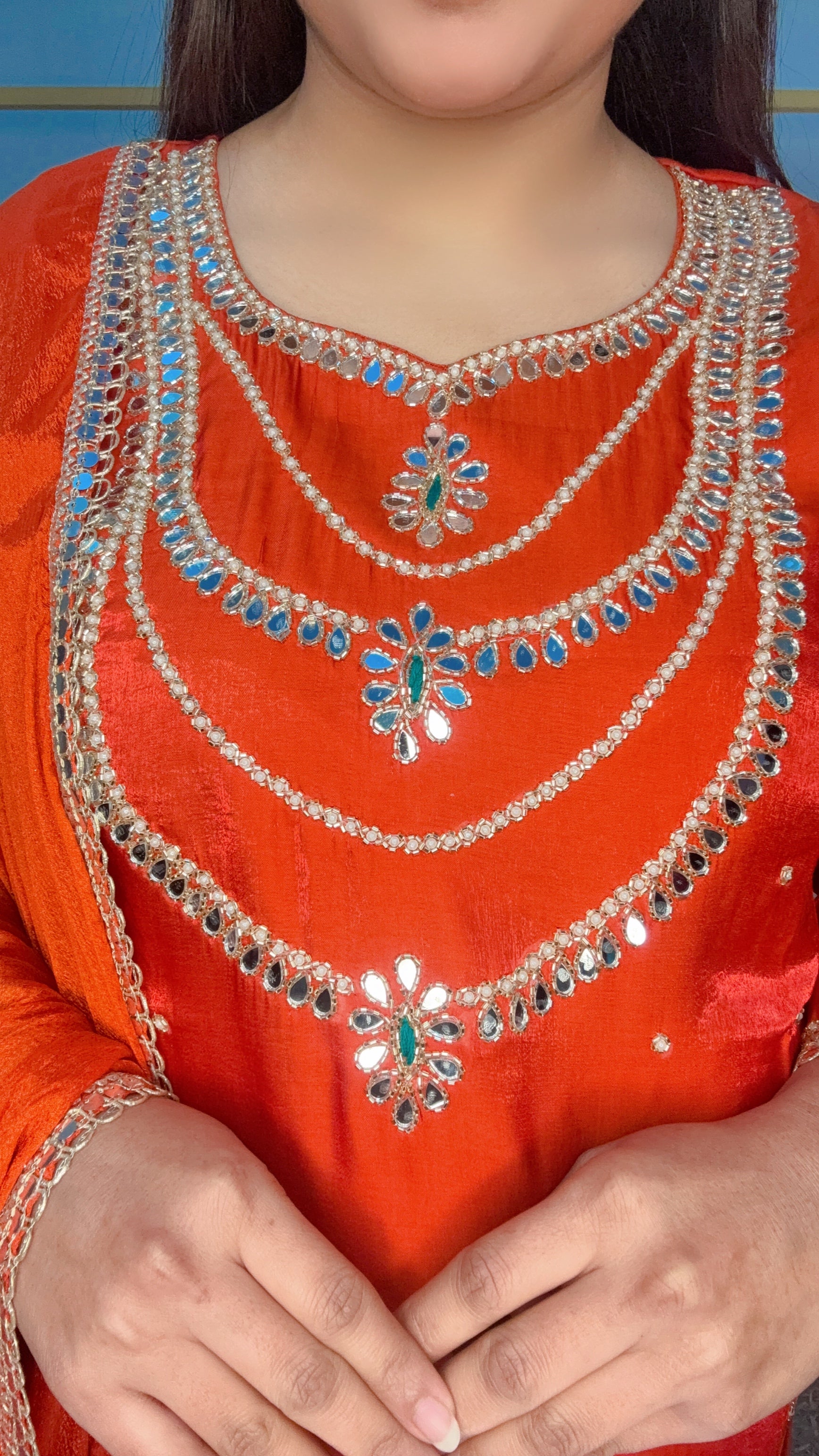 Rani Haar Mirror Work Look 3pcs Kurti set