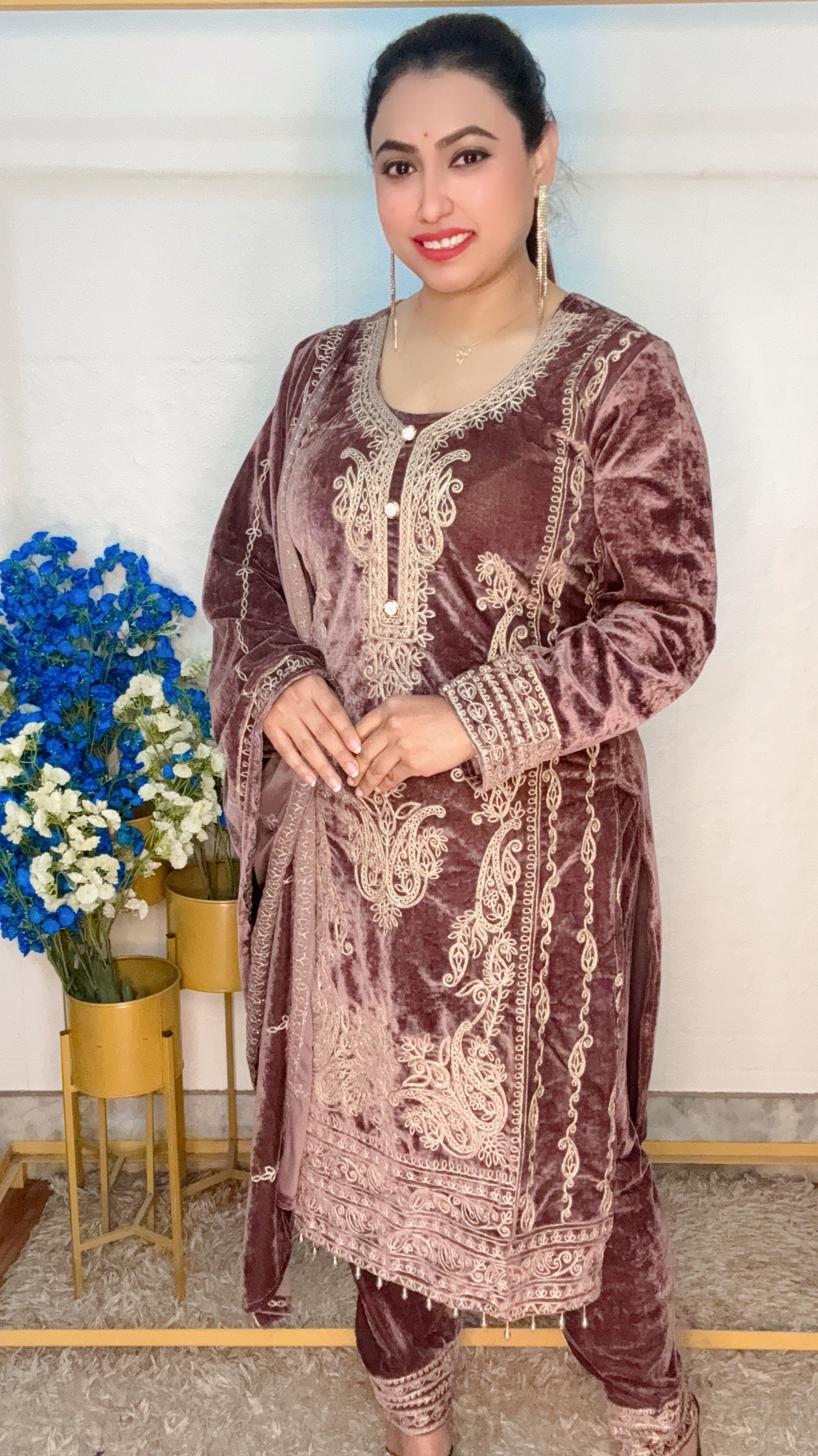 Heavy Embroidery Party Wear 3pcs Kurti Set