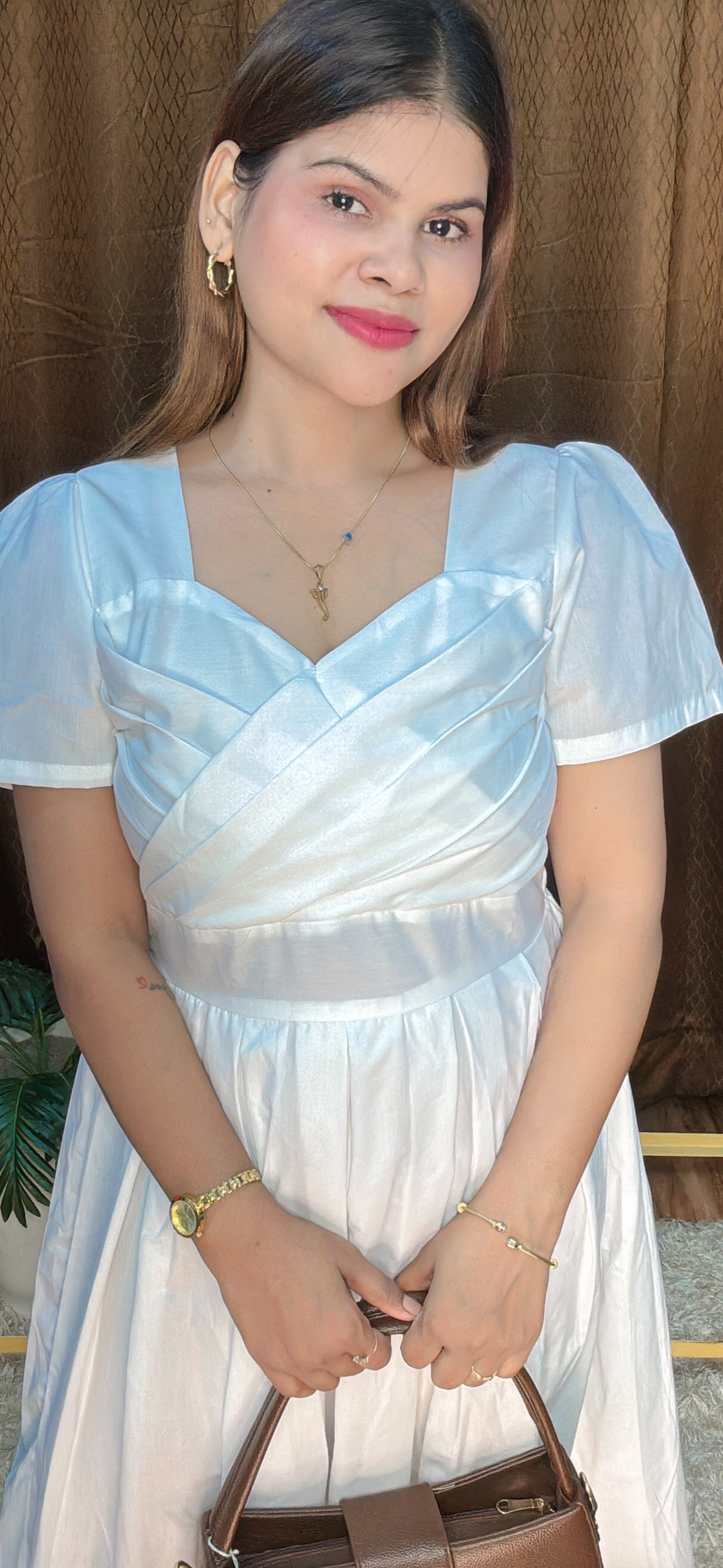 Pleated Pure Cotton Long Candy Dress